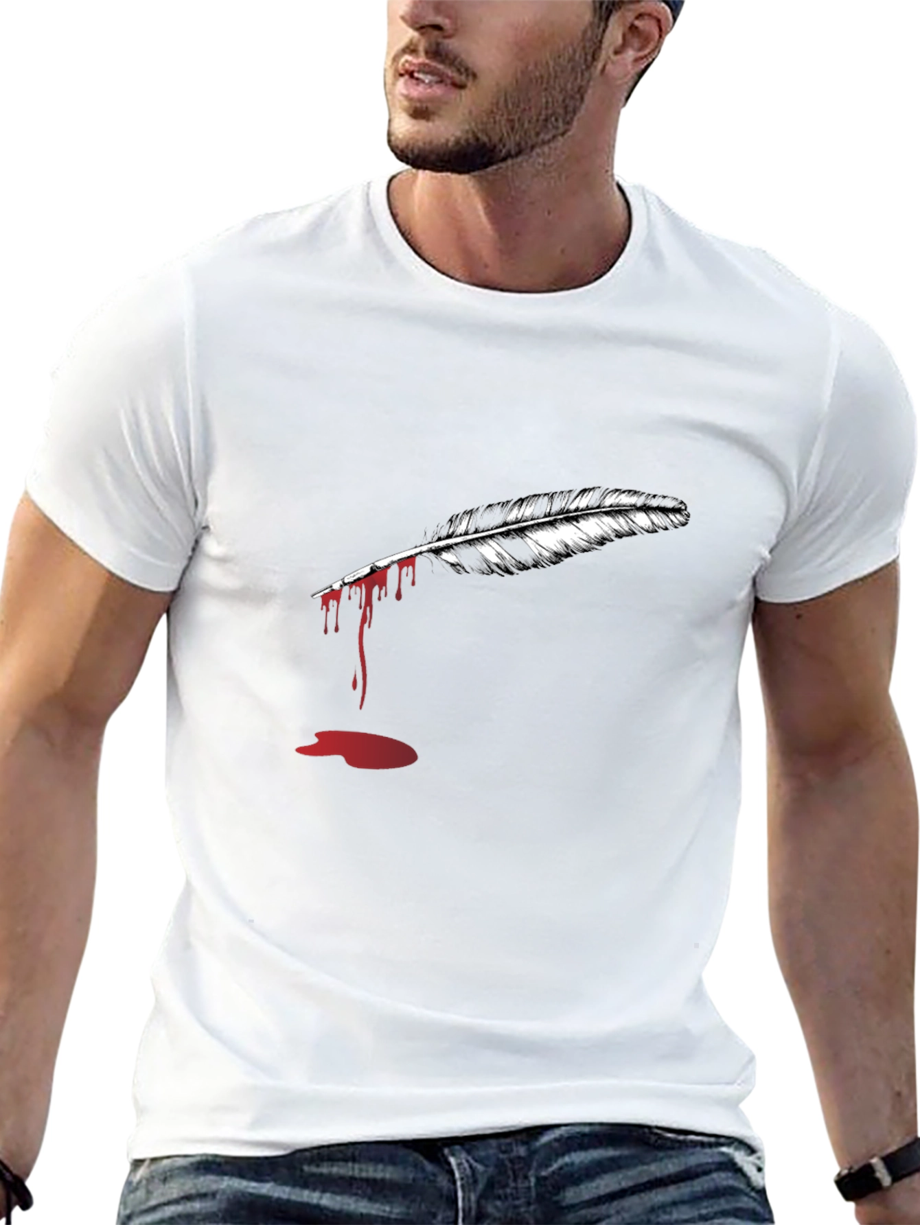 Feather Graphic Black T-Shirt