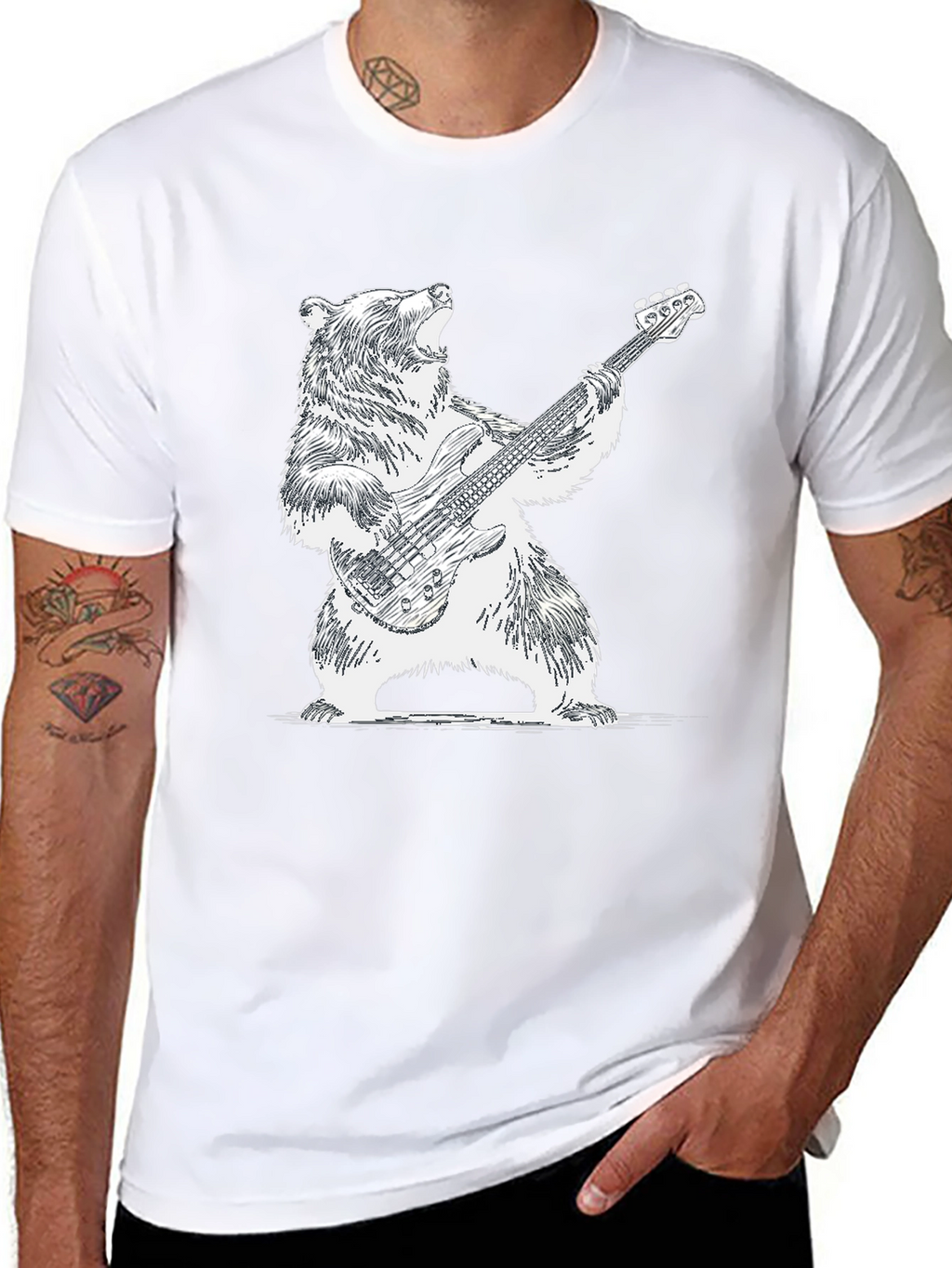 Bear Playing Guitar Graphic Tee