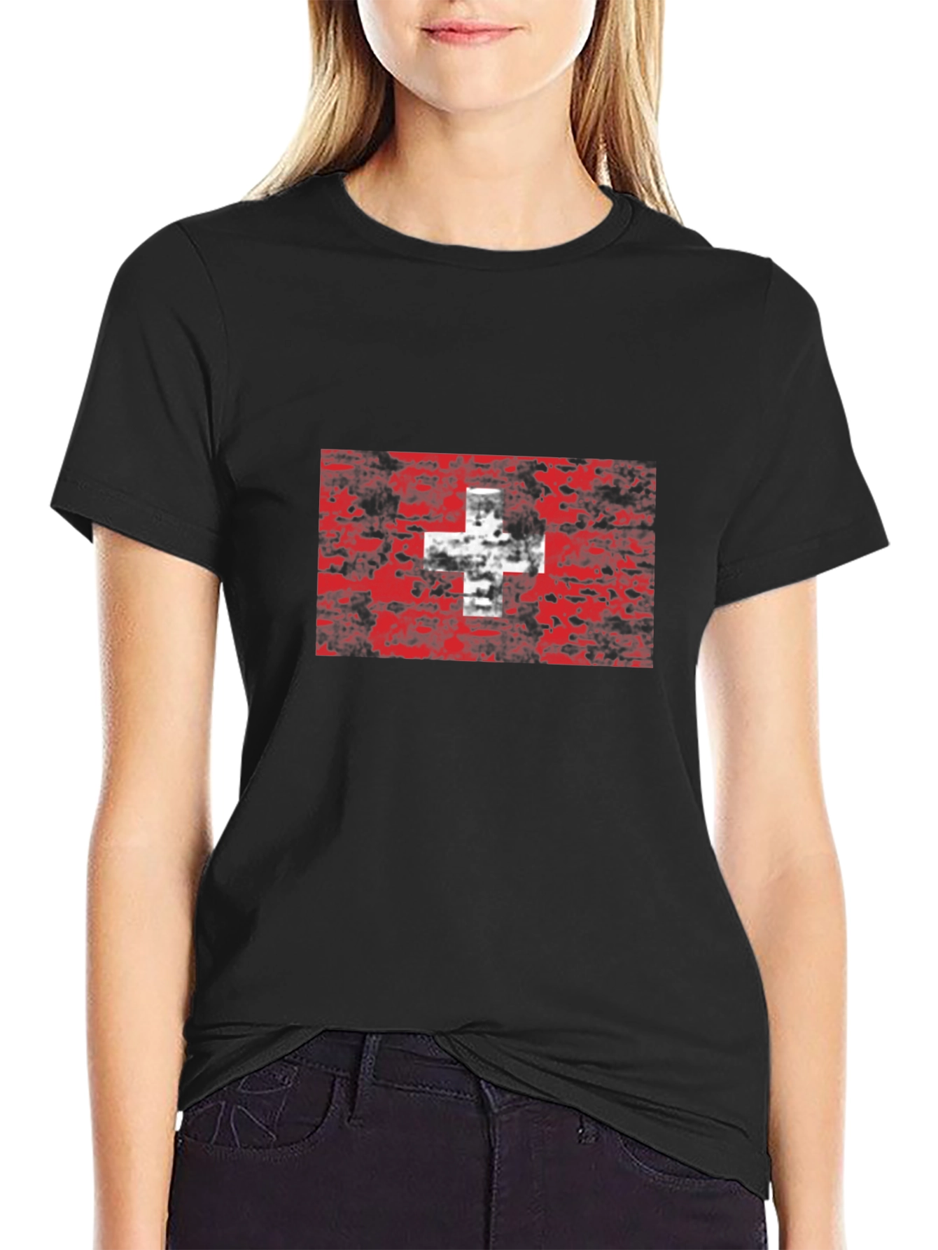 Swiss Flag Grunge Style T-Shirt
