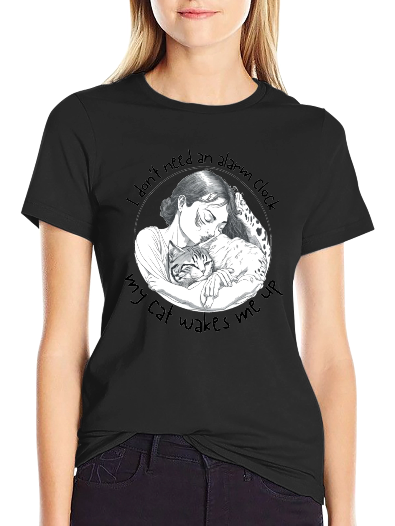 Cat Lovers Tee: I Dont Need an Alarm Clock