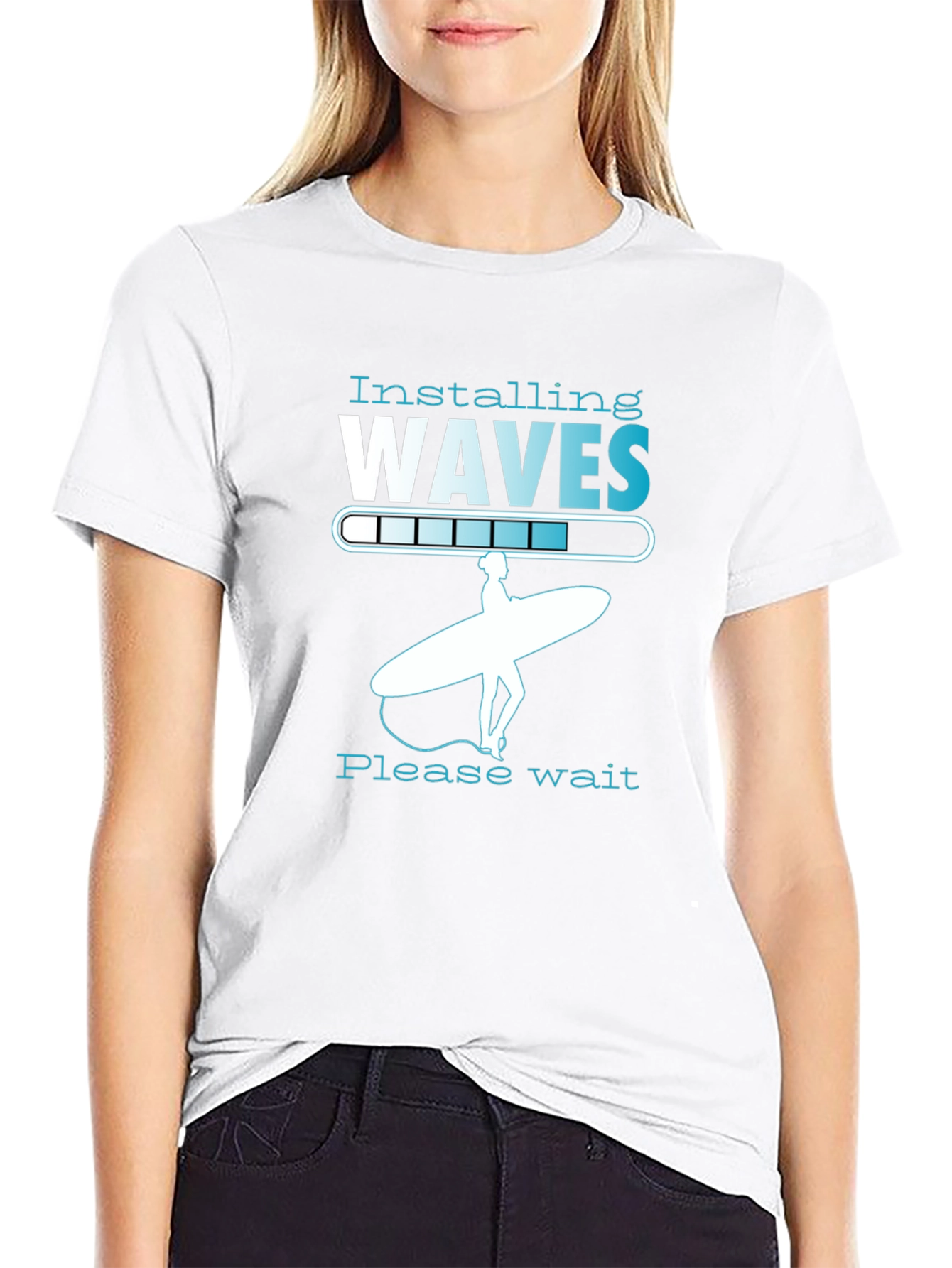 Installing Waves Graphic T-Shirt - Surfer Design