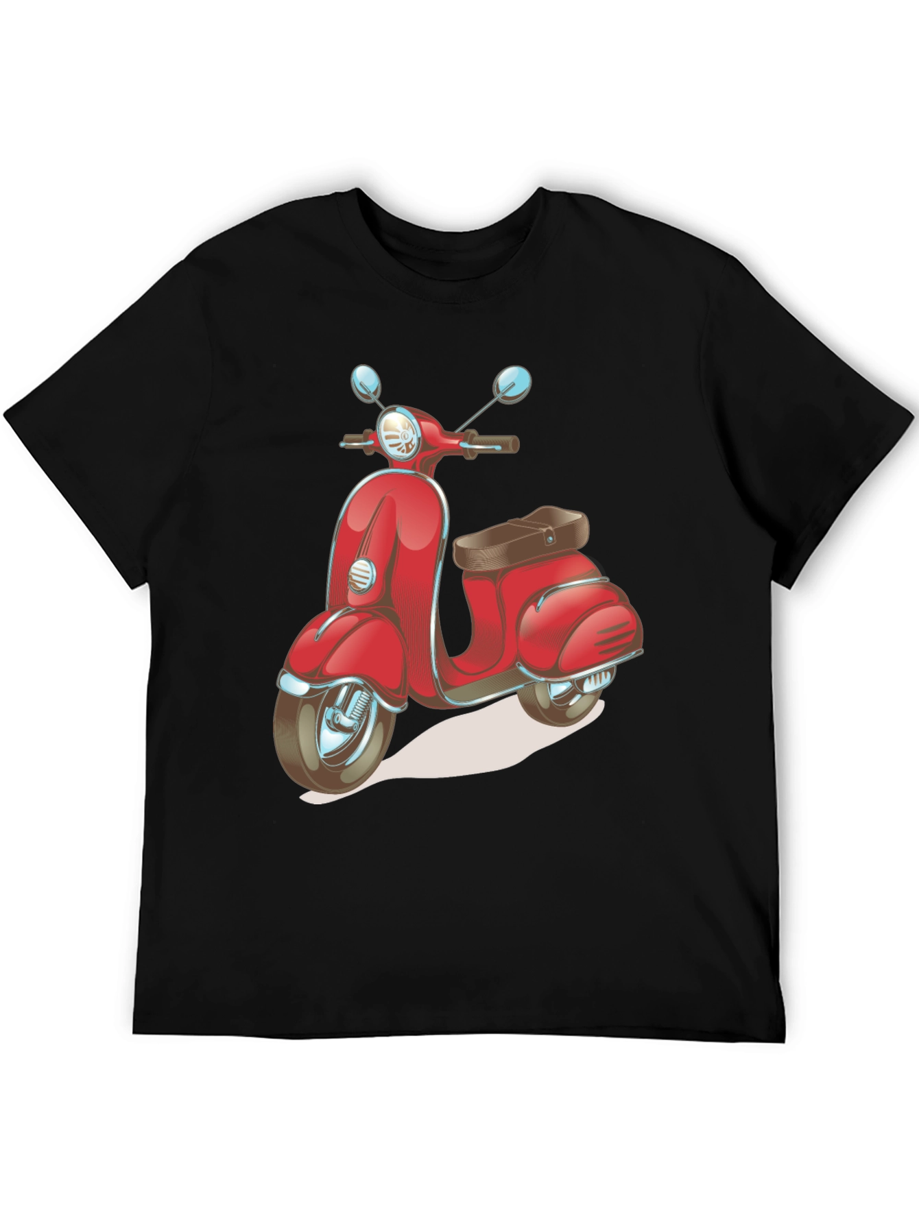 Retro Scooter Graphic Tee - Stylish Black Cotton T-Shirt