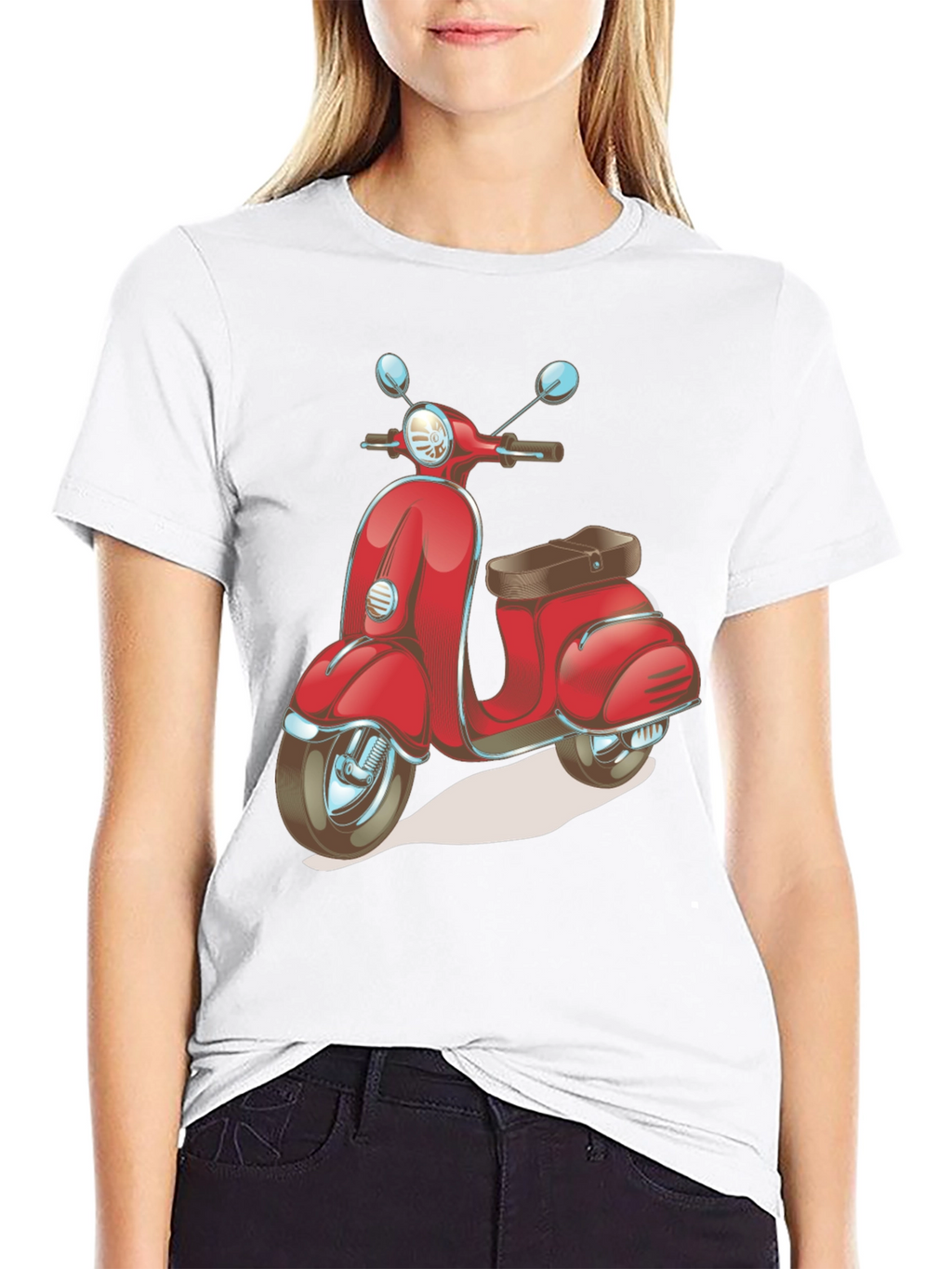 Retro Scooter Graphic Tee - Stylish Black Cotton T-Shirt