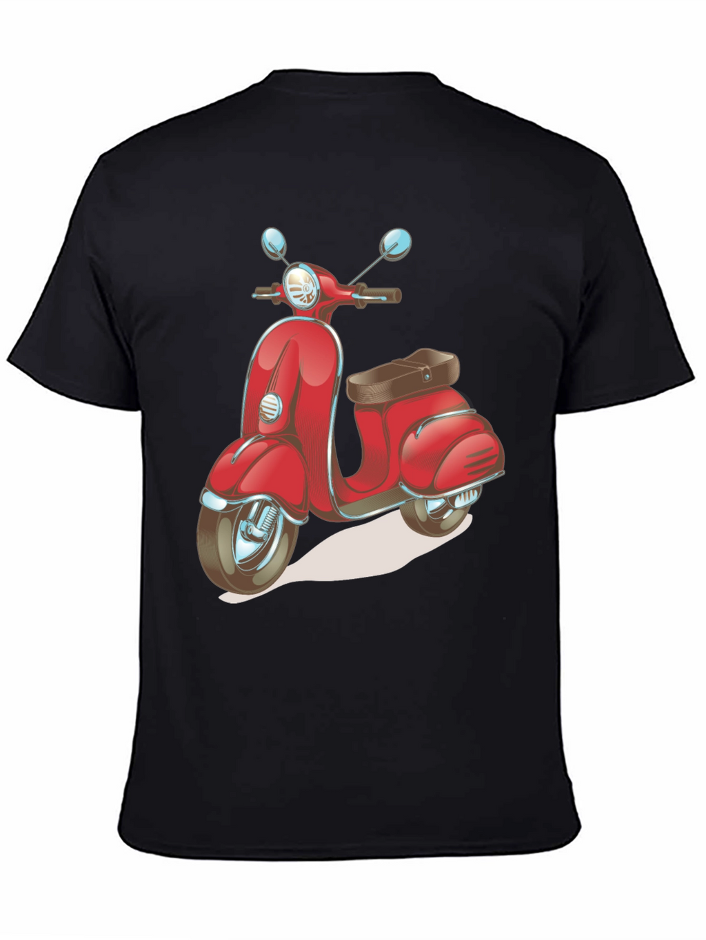 Retro Scooter Graphic Tee - Stylish Black Cotton T-Shirt