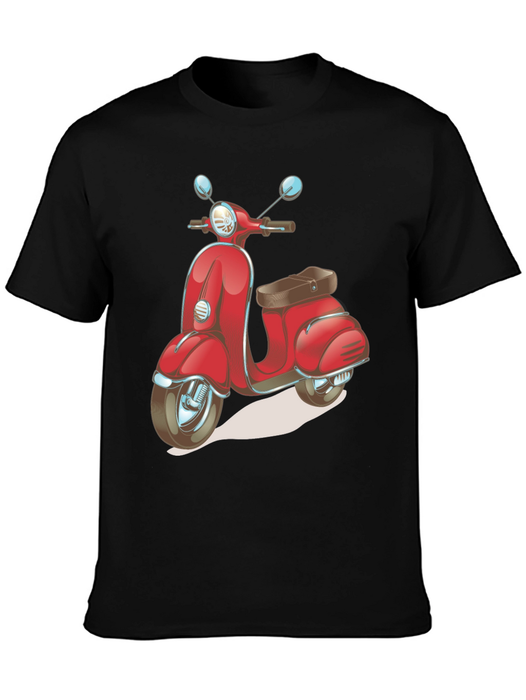 Retro Scooter Graphic Tee - Stylish Black Cotton T-Shirt