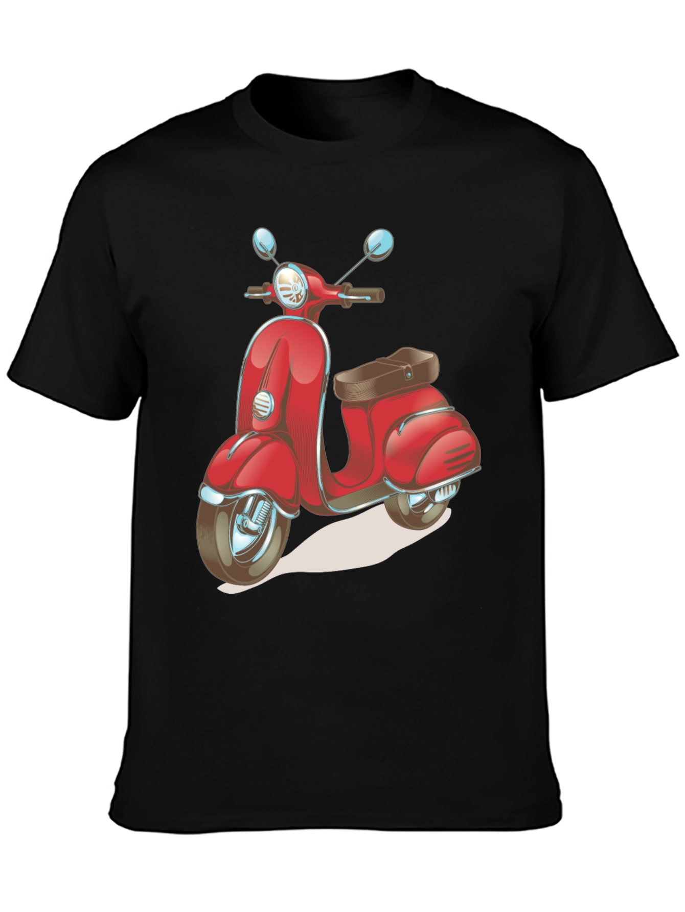 Retro Scooter Graphic Tee - Stylish Black Cotton T-Shirt