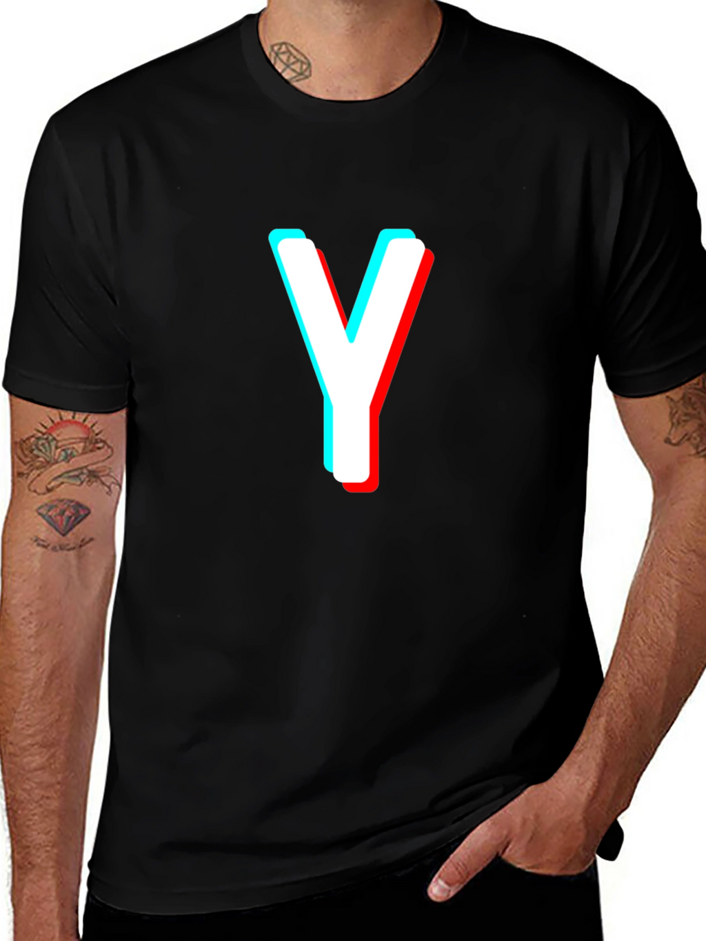 Letter Y Black T-Shirt - 3D Effect Graphic Tee