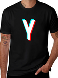 Letter Y Black T-Shirt - 3D Effect Graphic Tee