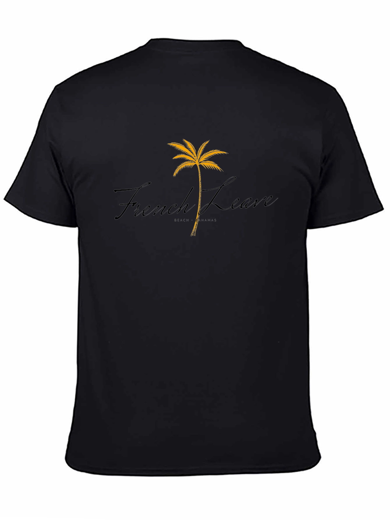 Mens Black French Leave Palm Tree Graphic T-Shirt
