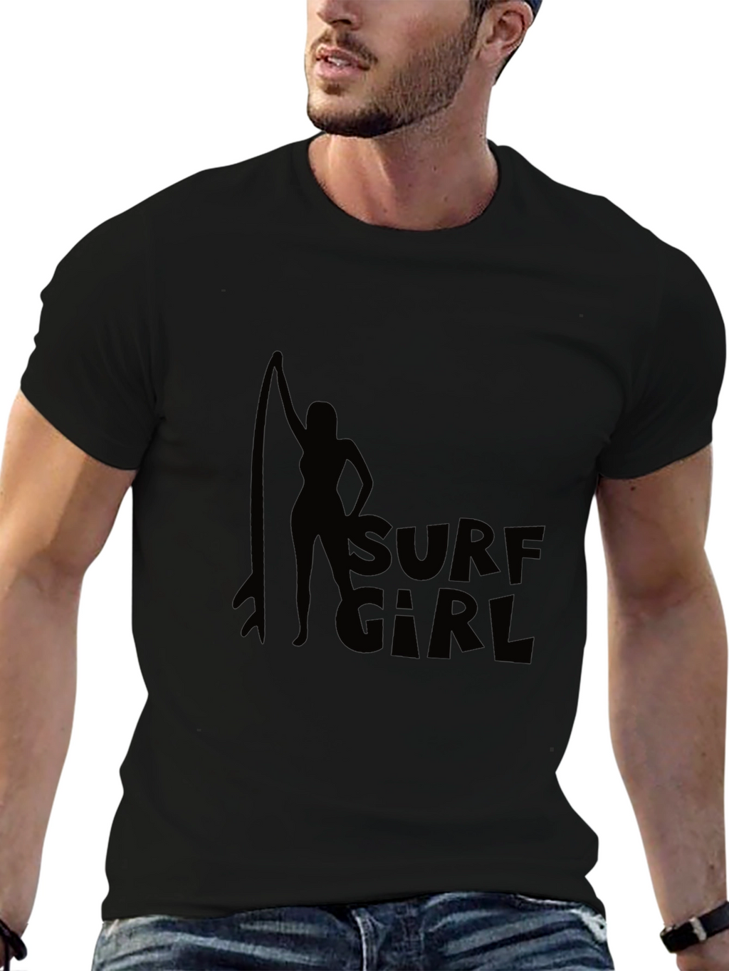 Surf Girl Black T-Shirt Graphic Tee