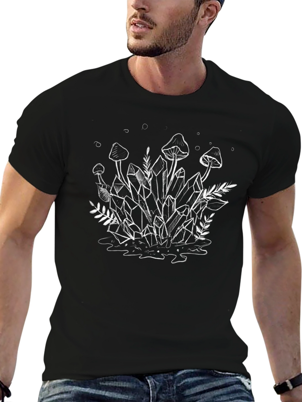 Mushroom Crystal Graphic Tee - Stylish Unisex T-Shirt