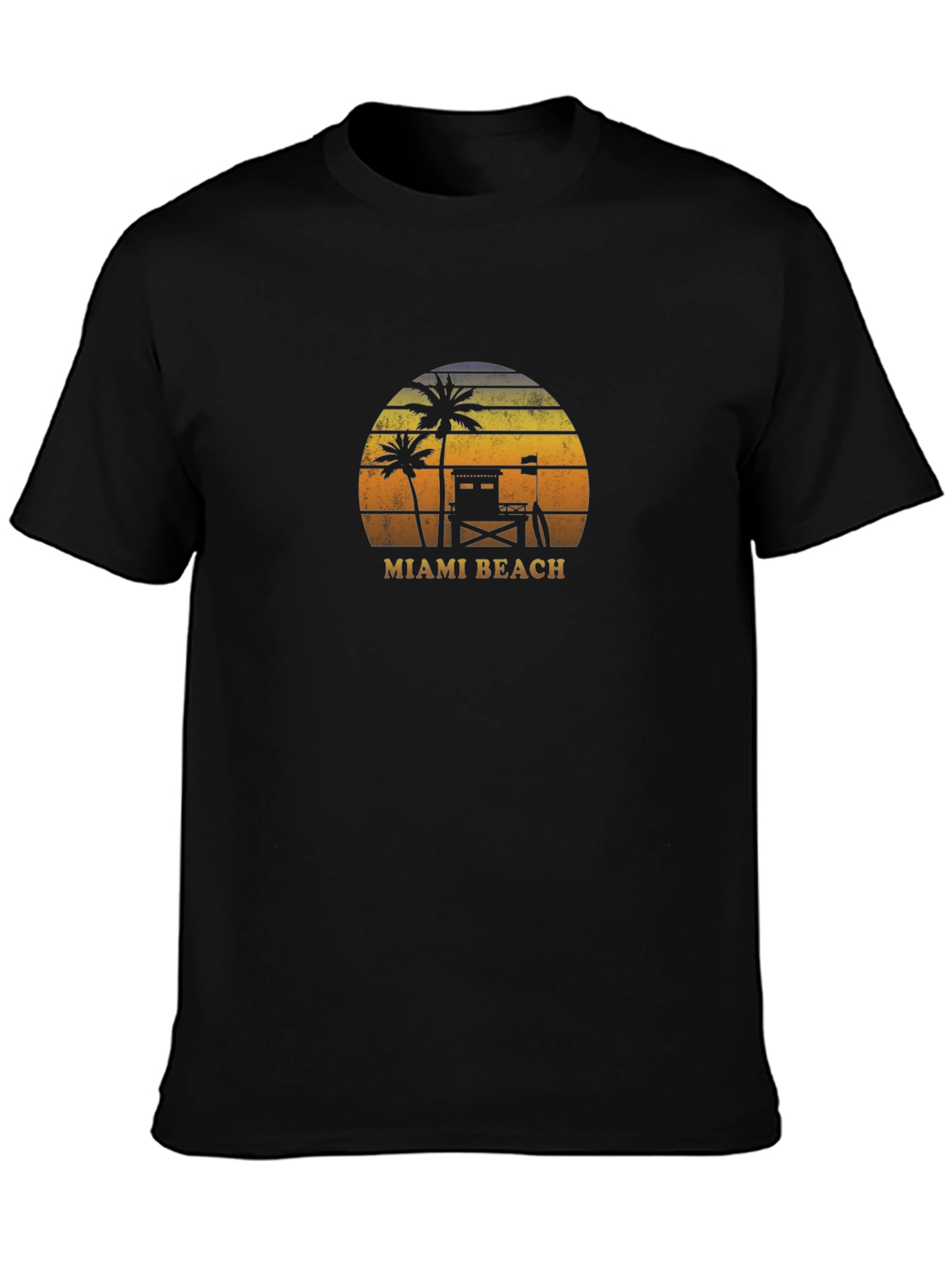 Retro Miami Beach Graphic T-Shirt - Palm Tree Sunset Tee