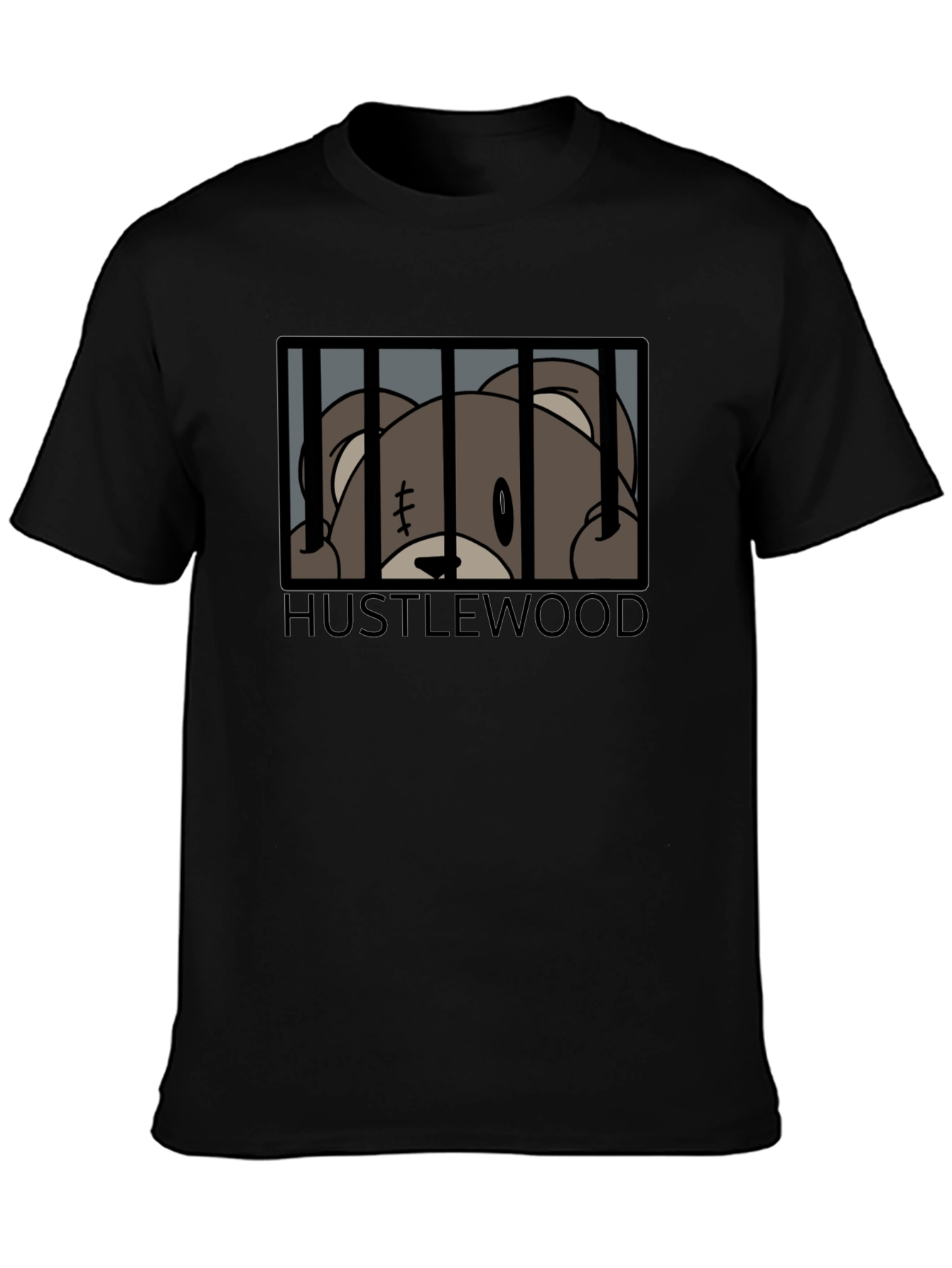 Hustlewood Bear Behind Bars Graphic Tee