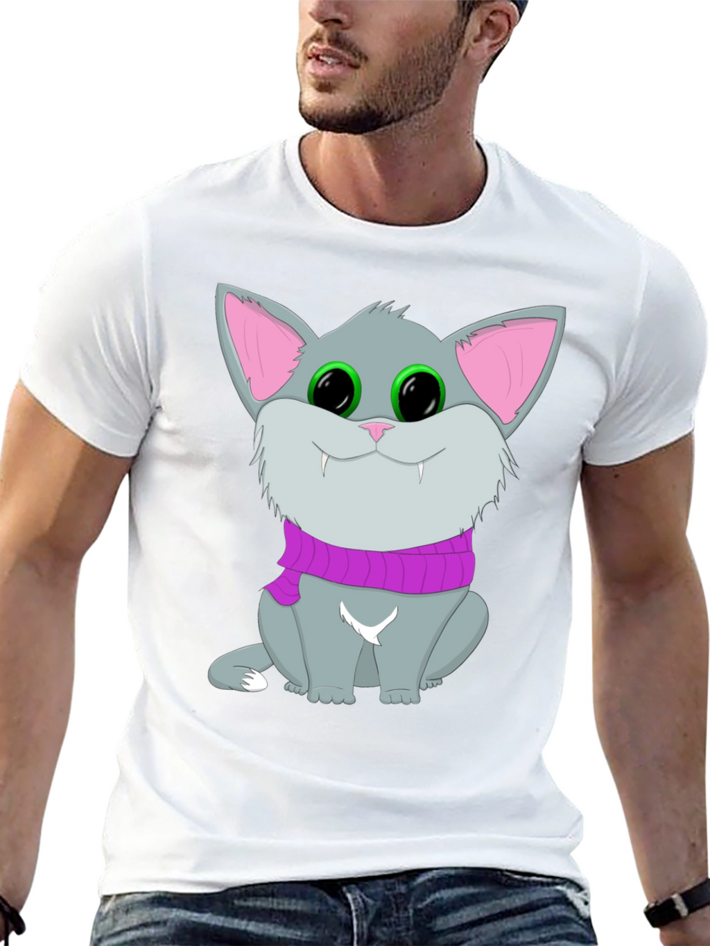 Cute Cat T-Shirt - Black Graphic Tee Animal Lover