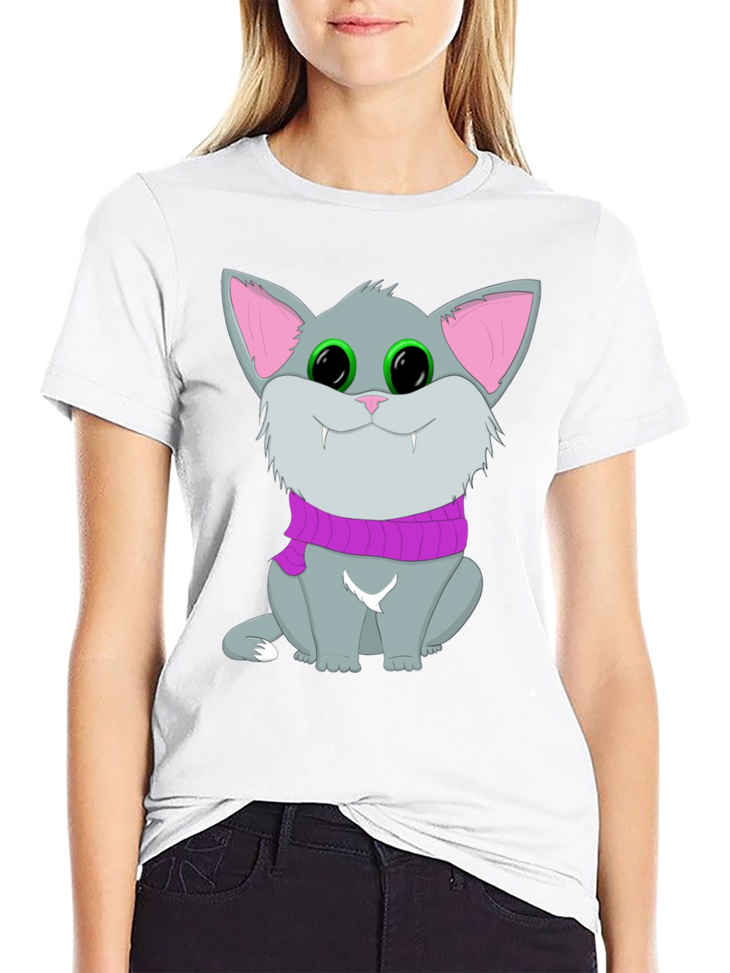 Cute Cat T-Shirt - Black Graphic Tee Animal Lover