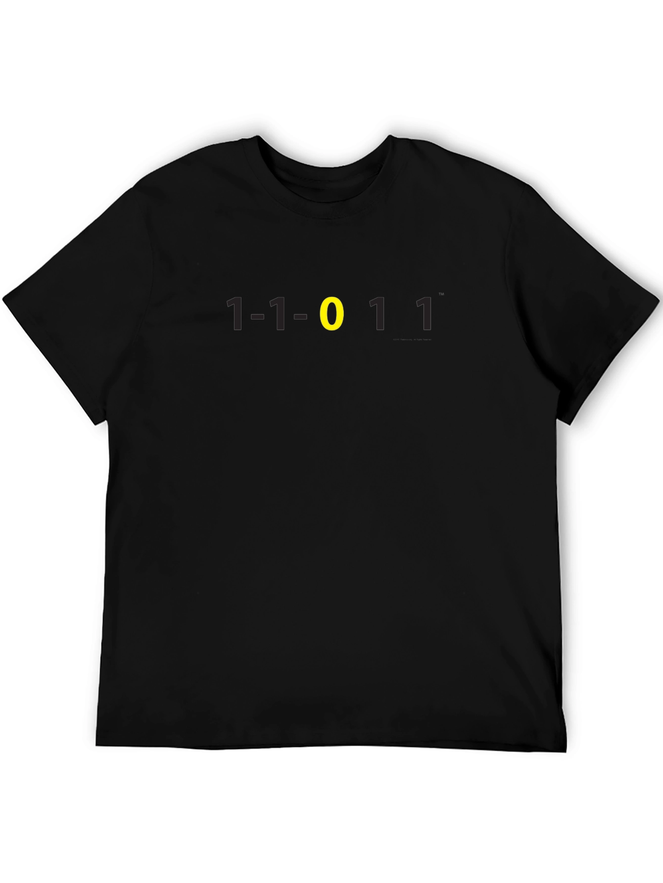 Binary Code T-Shirt - Black Tee with Yellow Zero