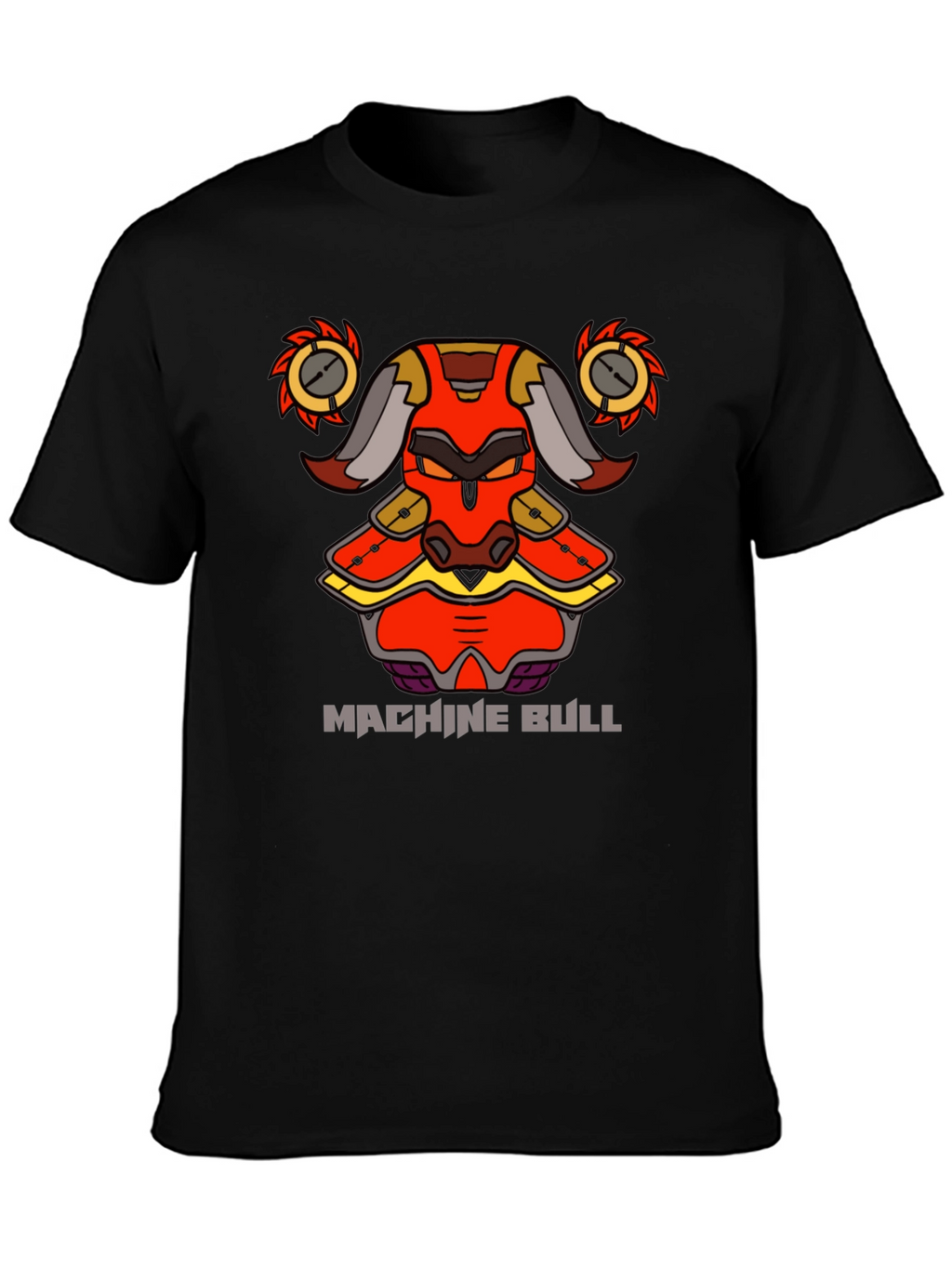 Machine Bull Graphic Tee - Black Cotton T-Shirt