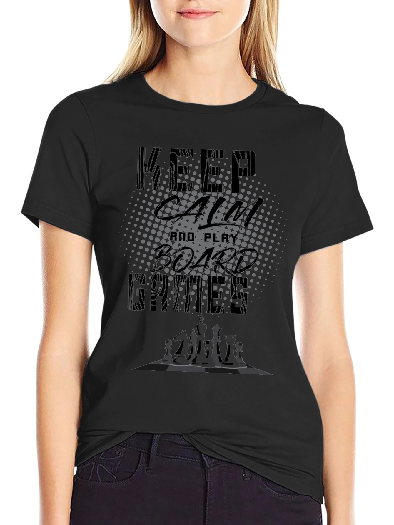 Keep Calm and Play Board Games Black T-Shirt