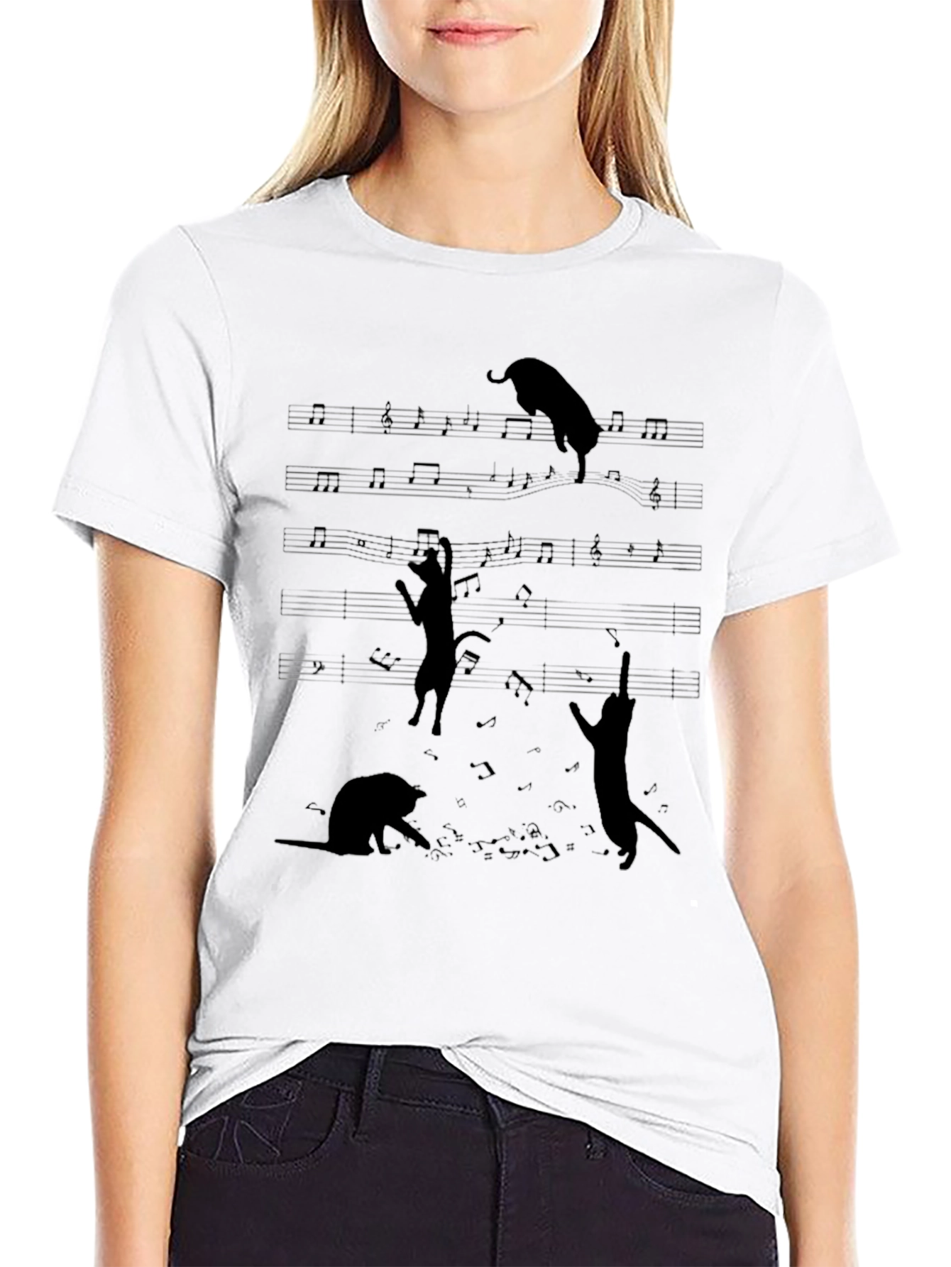 Cats on Music Sheet T-Shirt
