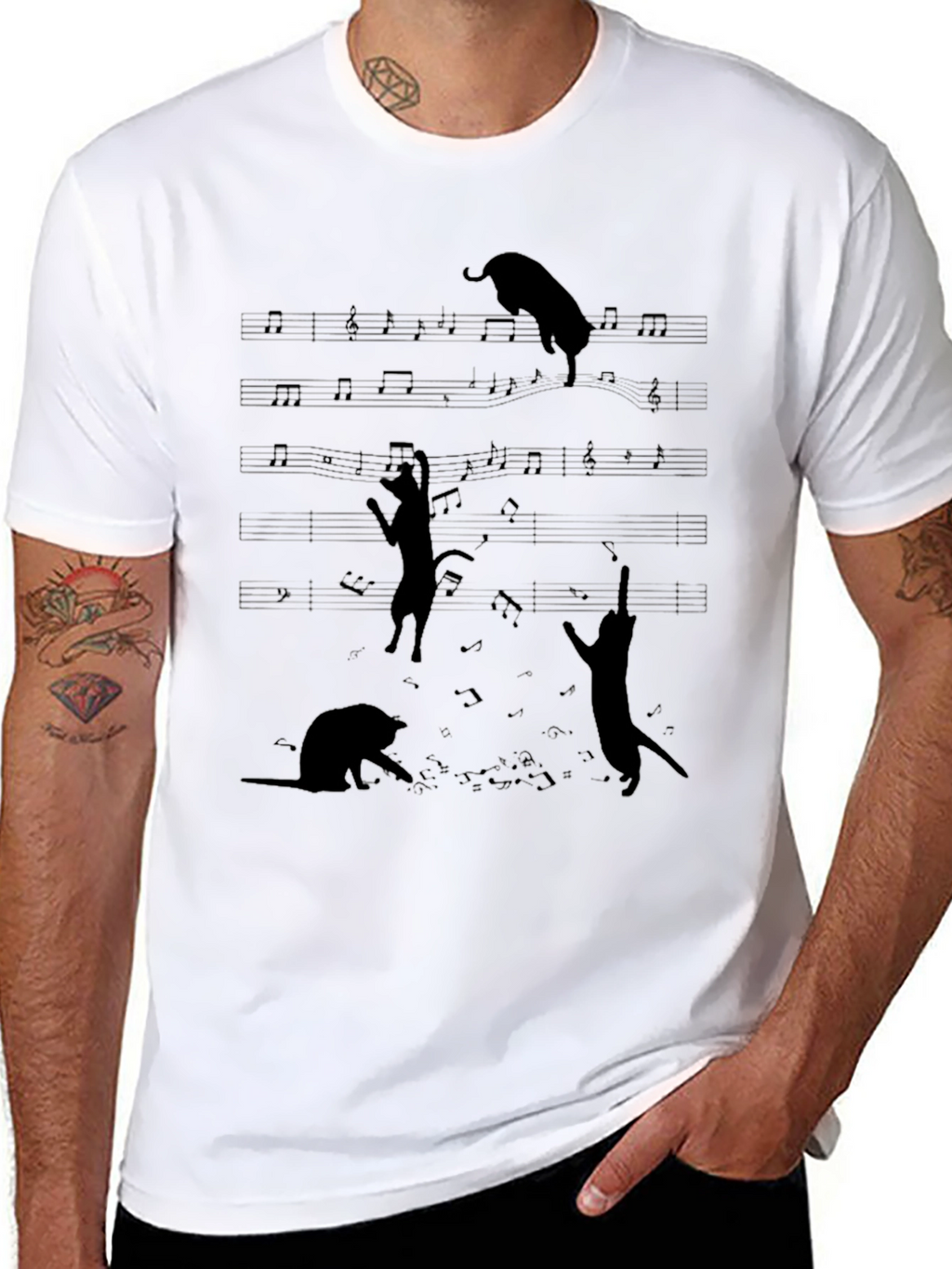Cats on Music Sheet T-Shirt