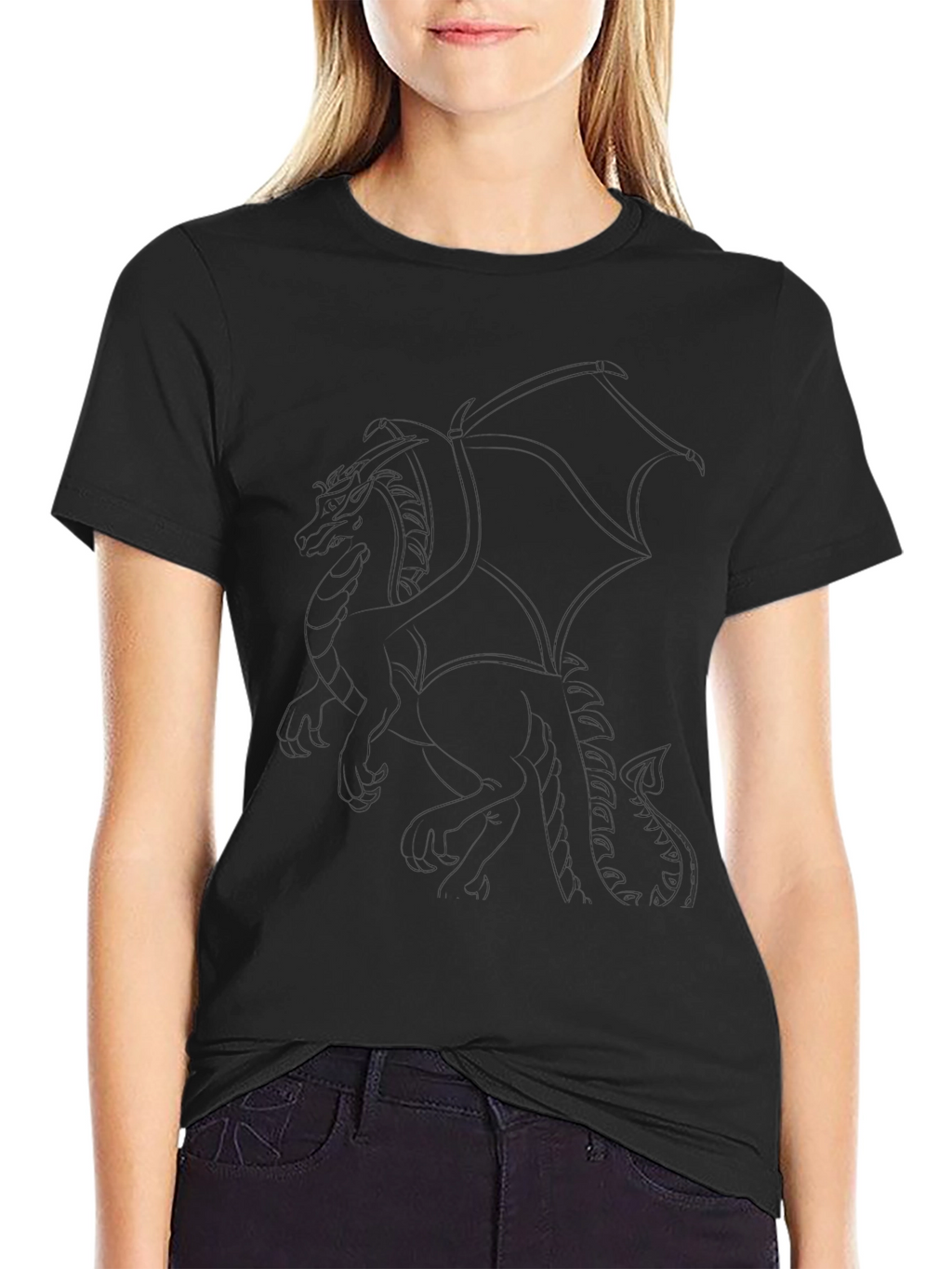 Black Dragon Outline Graphic T-Shirt