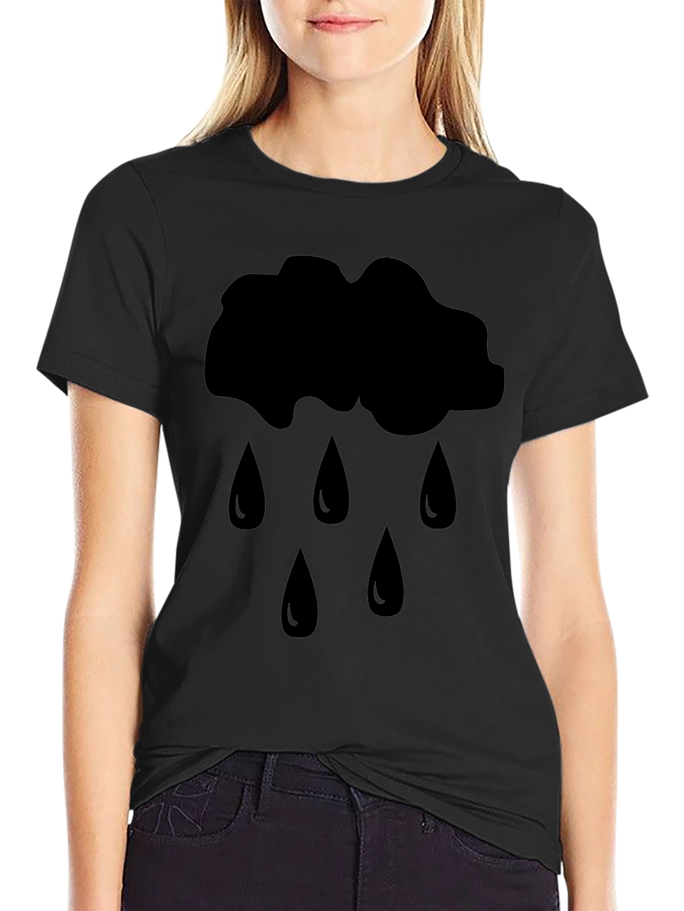 Rain Cloud Graphic Black T-Shirt