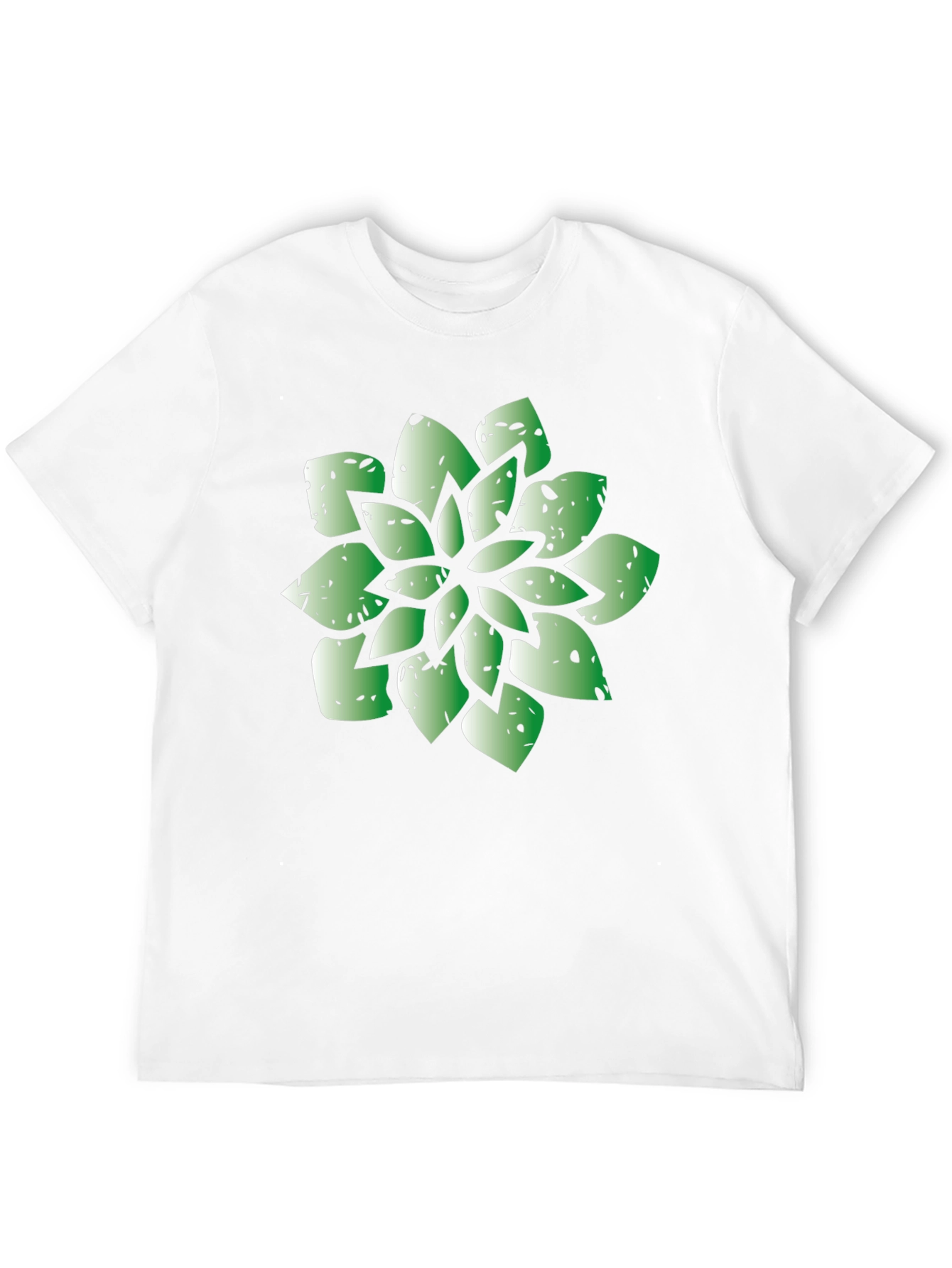 Green Succulent Graphic Black T-Shirt
