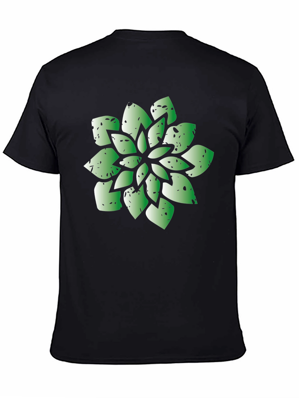 Green Succulent Graphic Black T-Shirt