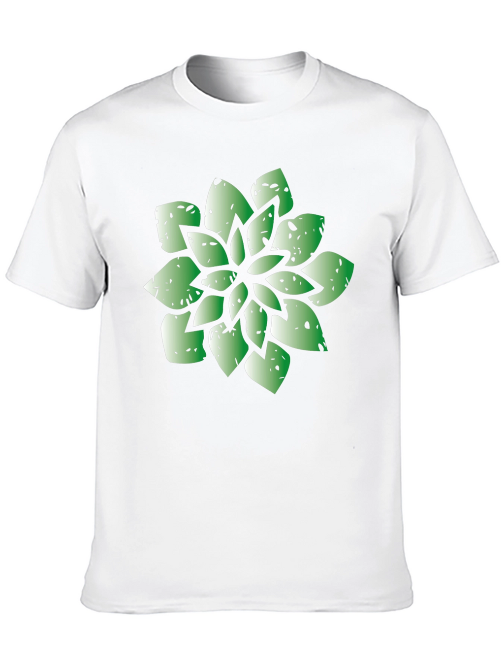 Green Succulent Graphic Black T-Shirt