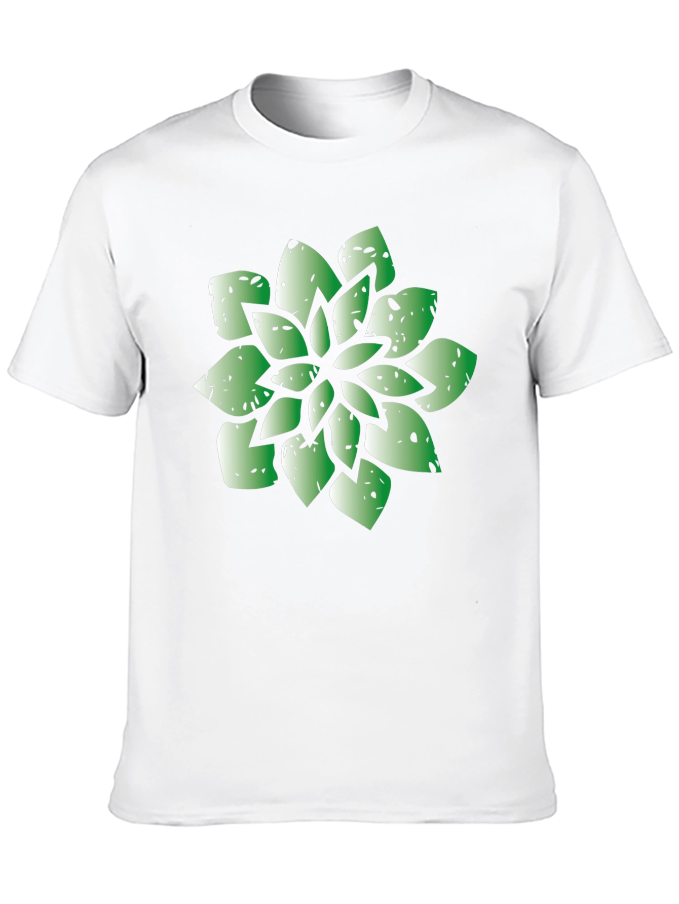 Green Succulent Graphic Black T-Shirt