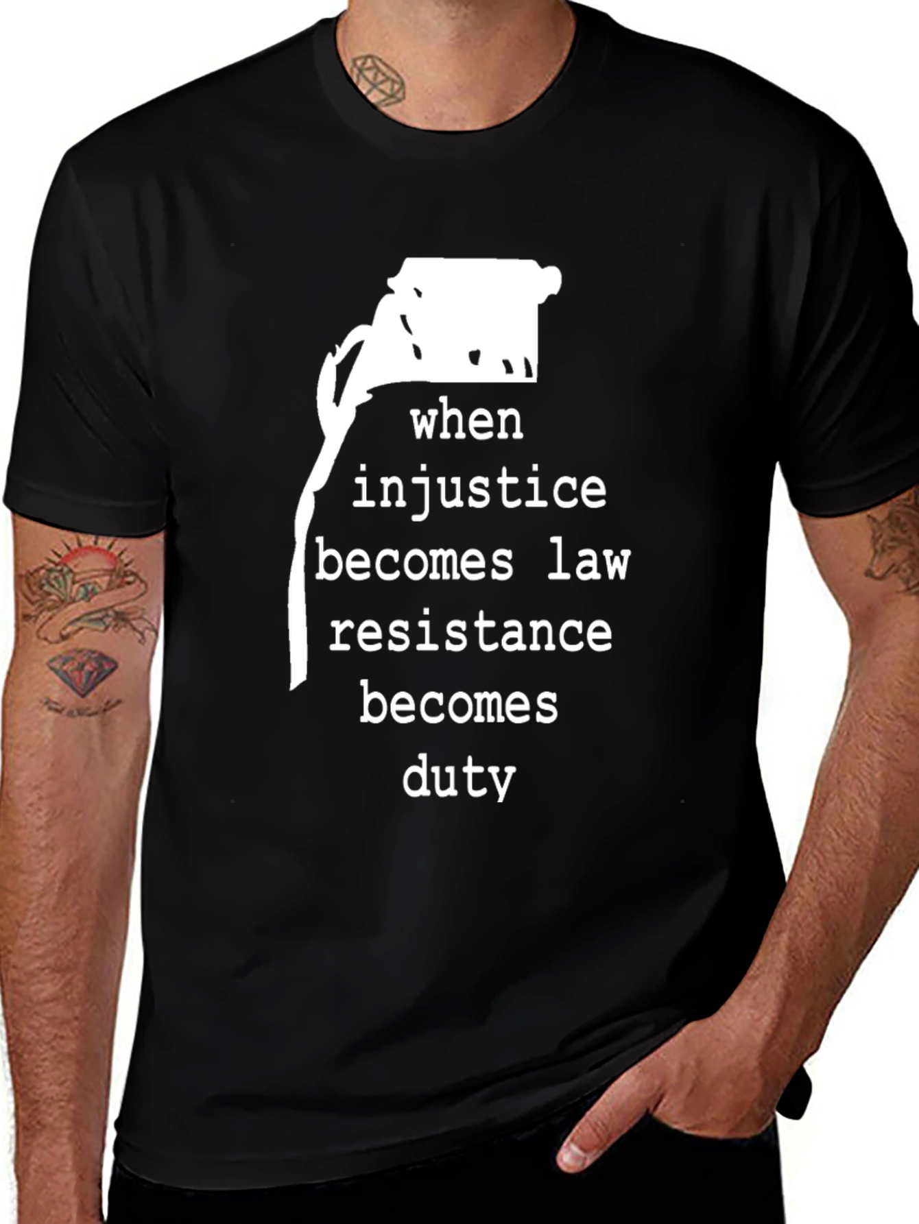 Resistance Duty Graphic Tee - Black Cotton Comfort