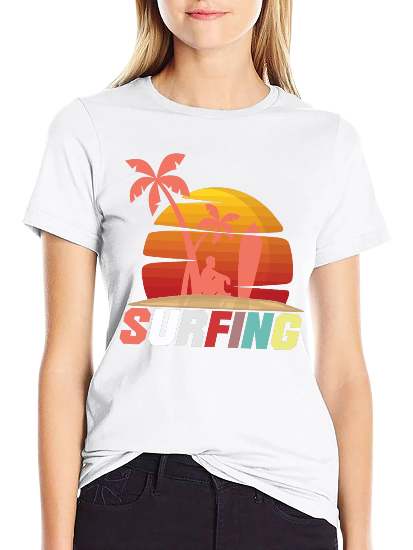 Retro Surfing Graphic Tee - Beach Vibes