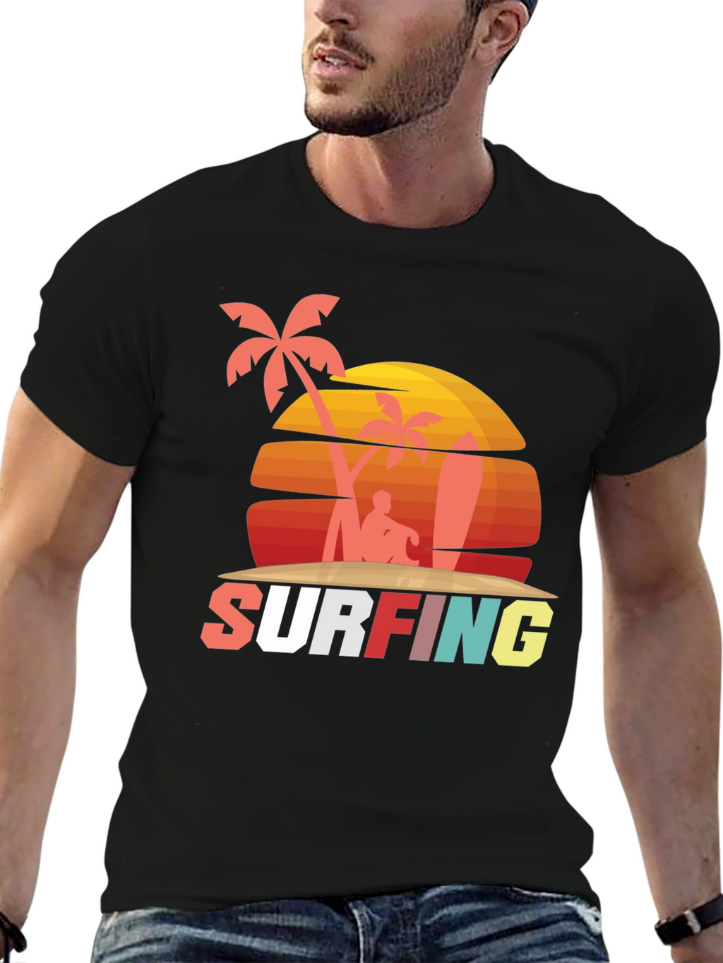 Retro Surfing Graphic Tee - Beach Vibes