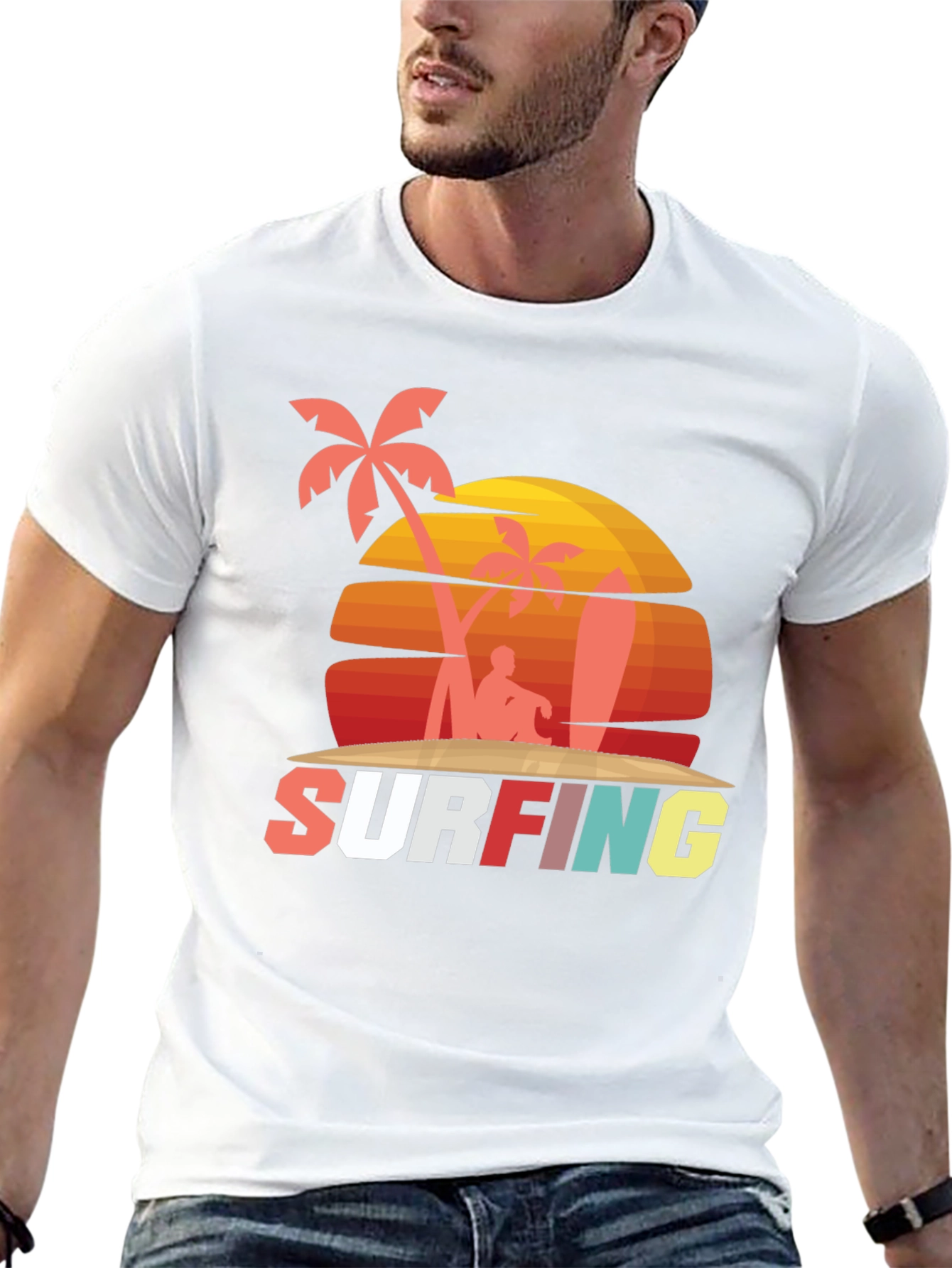Retro Surfing Graphic Tee - Beach Vibes