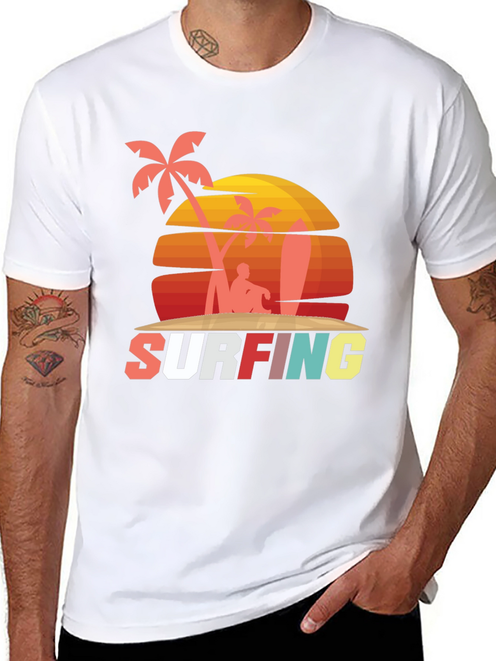 Retro Surfing Graphic Tee - Beach Vibes