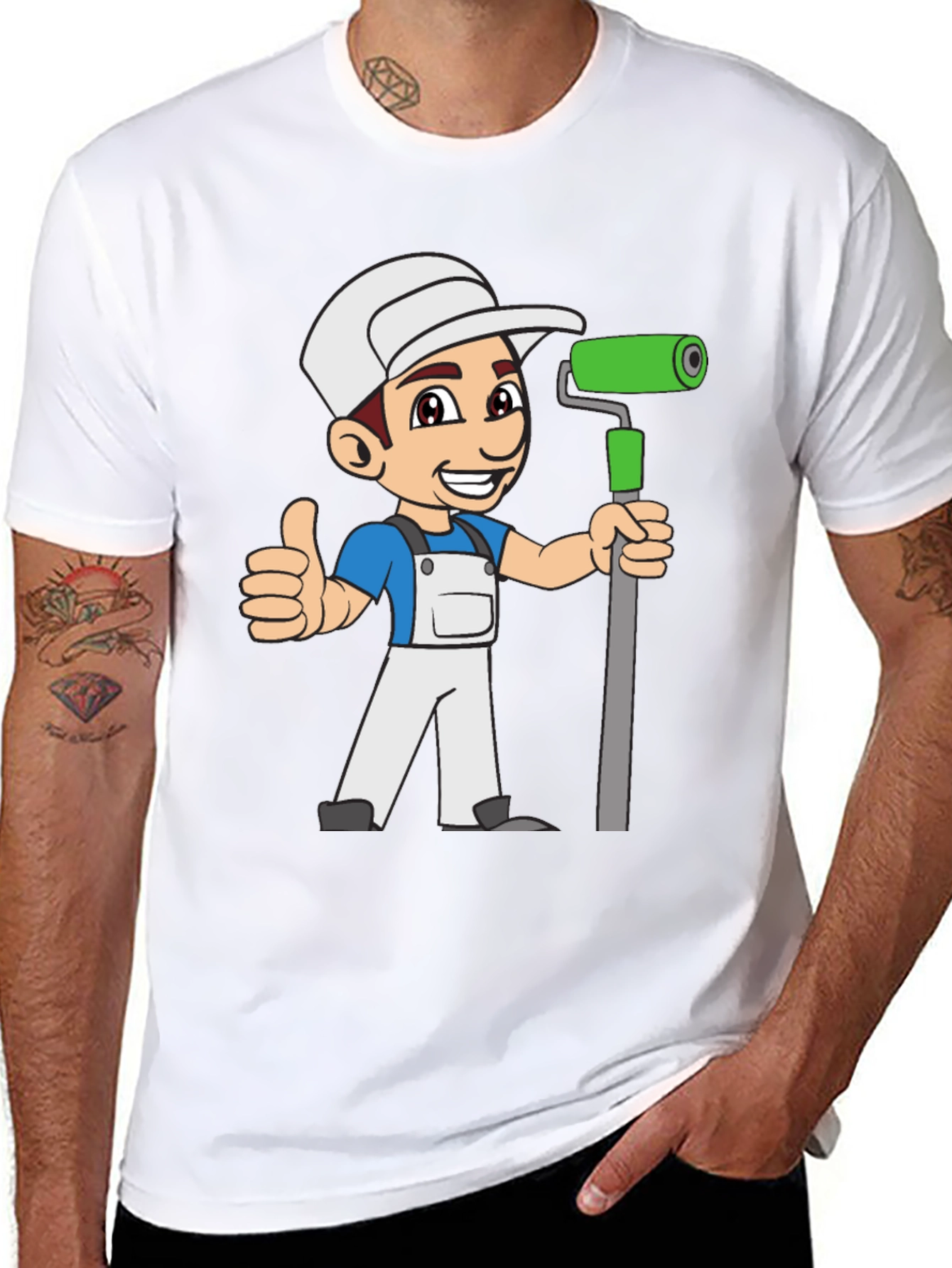 Painter Cartoon Black T-Shirt