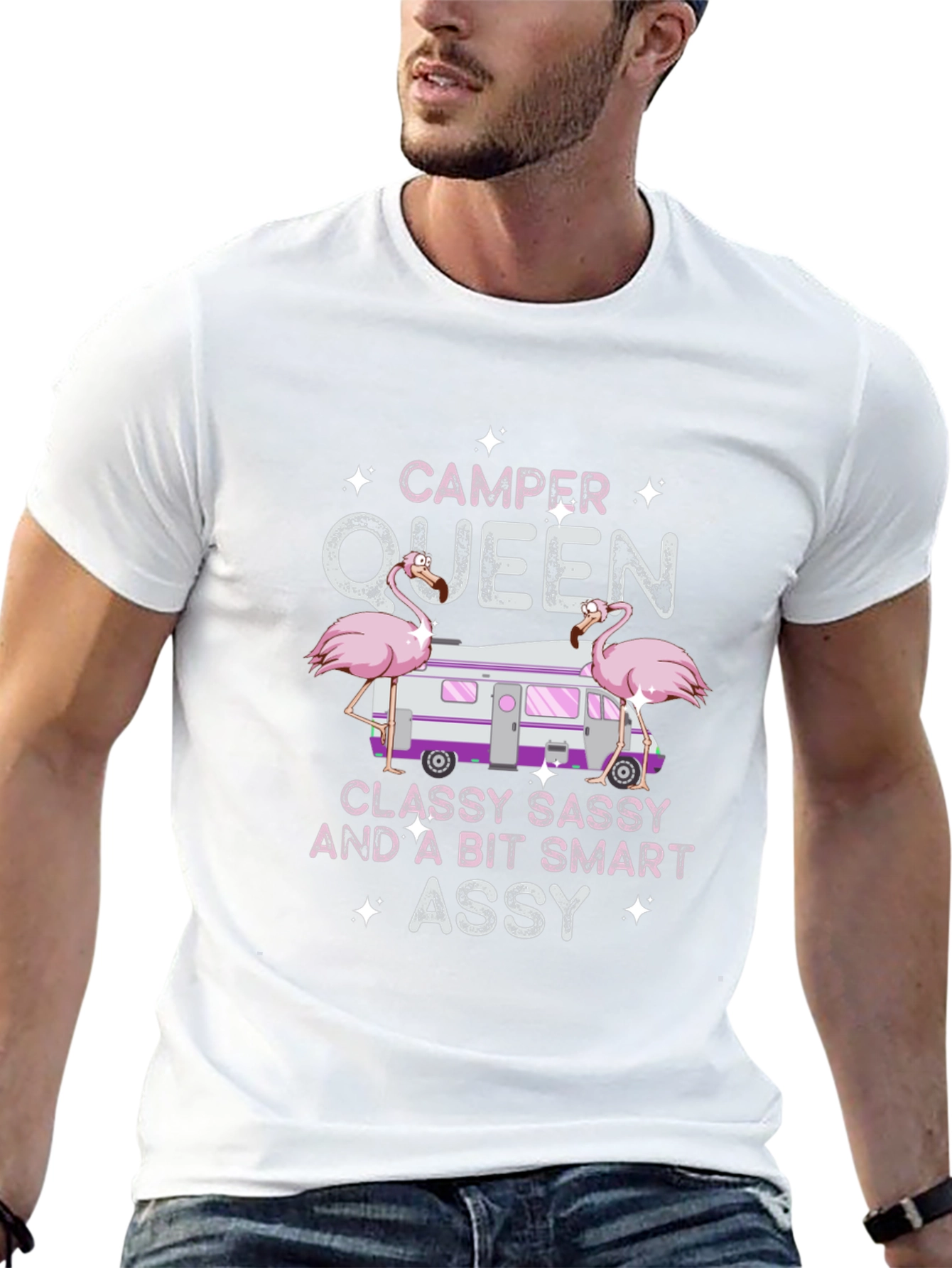 Camper Queen Flamingo Graphic T-Shirt