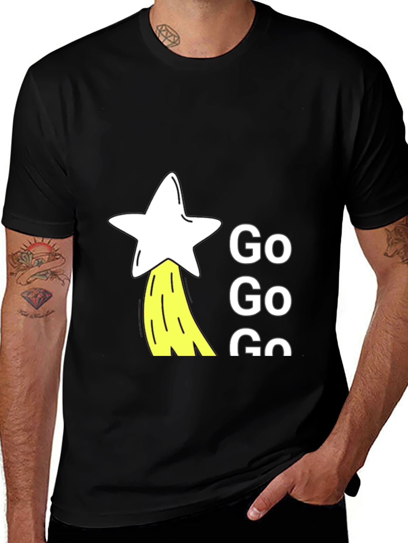 Go Go Go Star Graphic Black T-Shirt