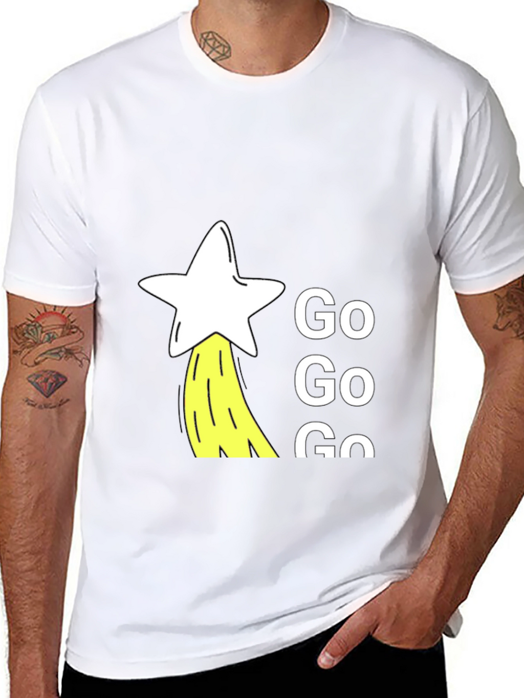 Go Go Go Star Graphic Black T-Shirt