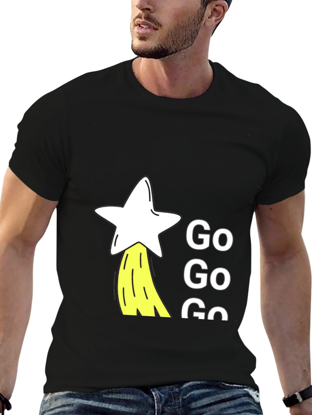 Go Go Go Star Graphic Black T-Shirt
