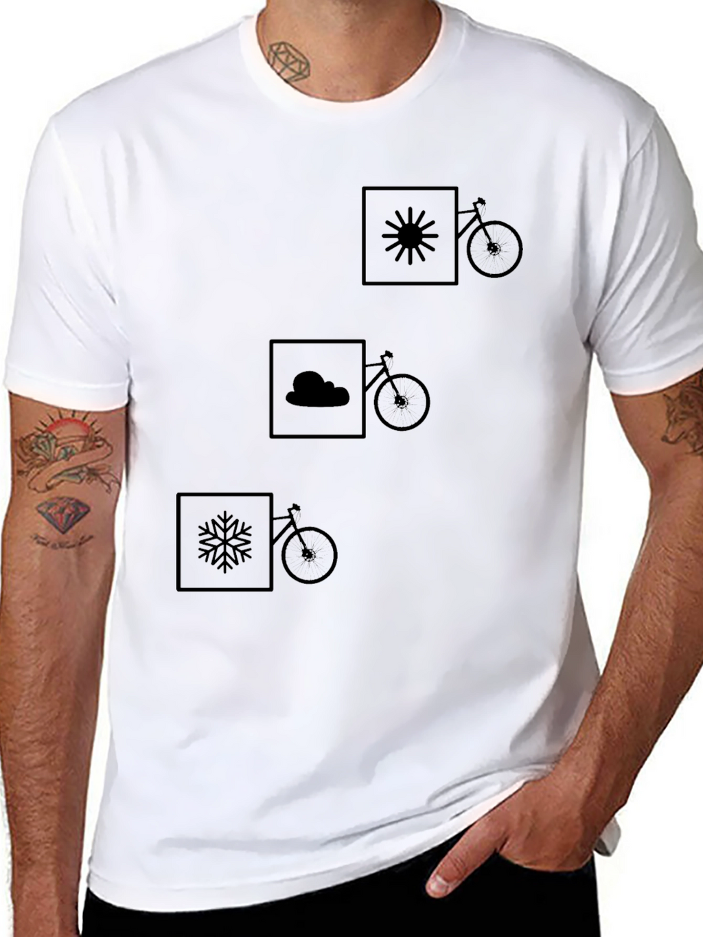 Weather & Bike Graphic Tee - Black Cotton Shirt