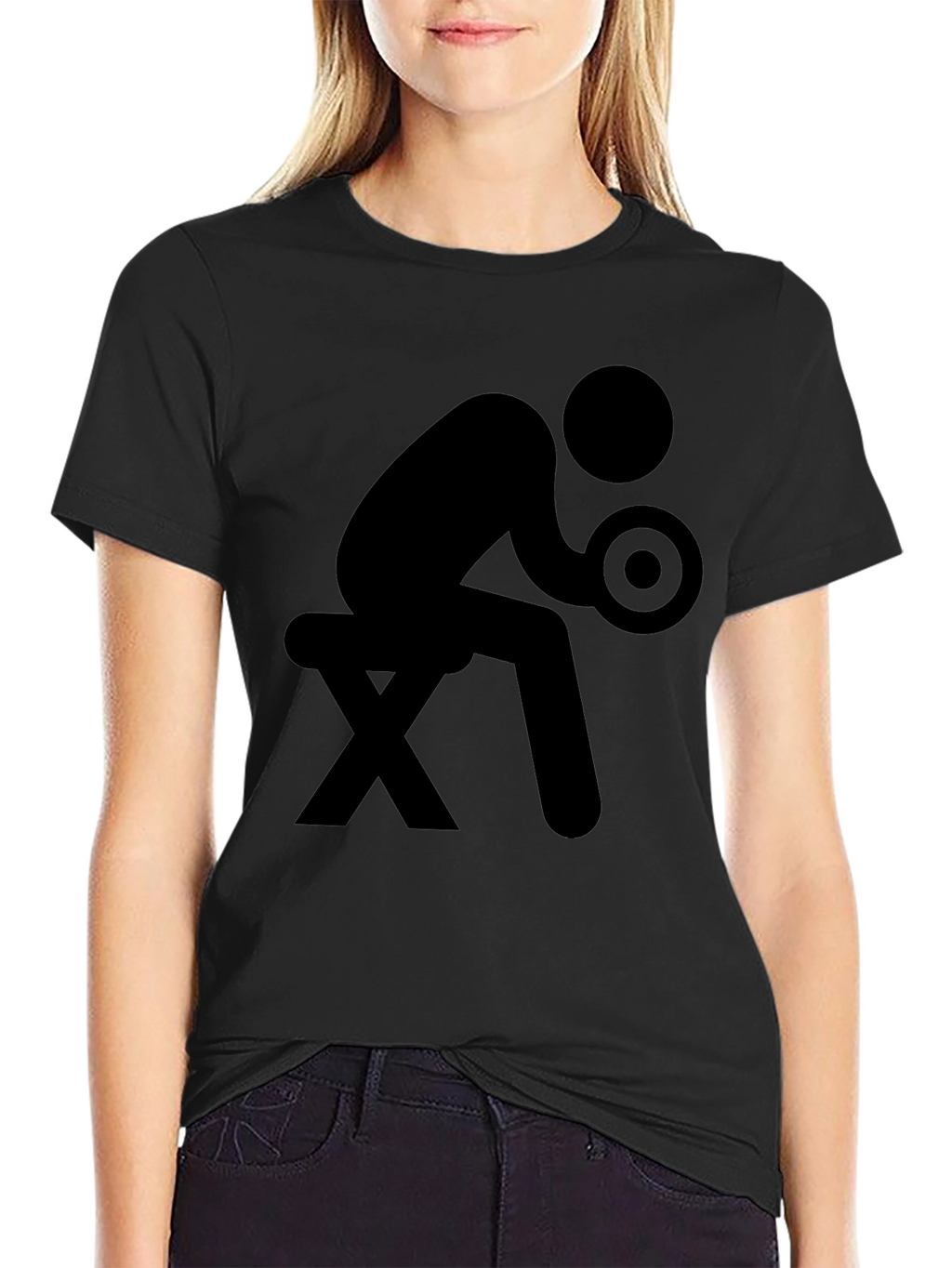 Funny Gym Stick Figure Black T-Shirt