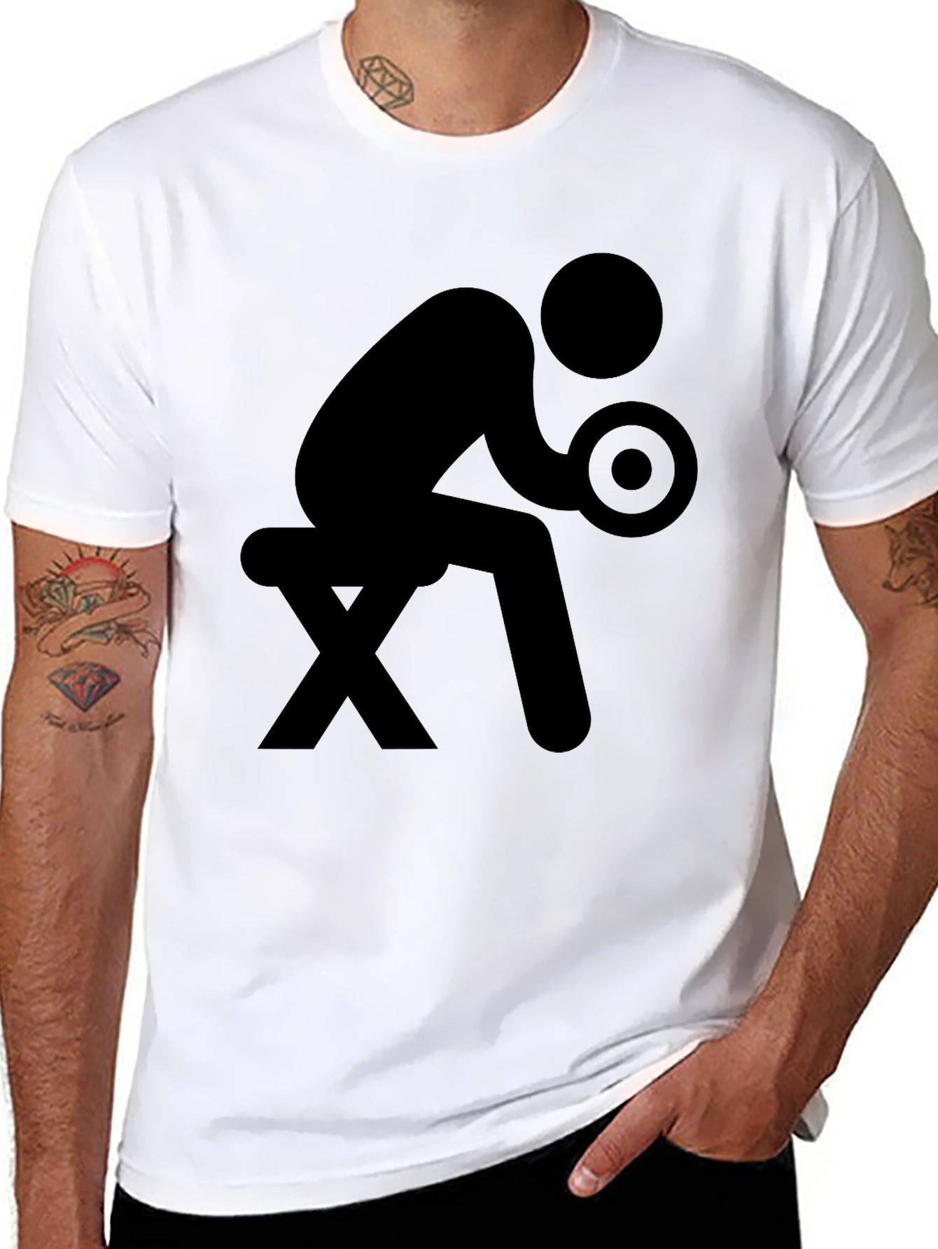 Funny Gym Stick Figure Black T-Shirt