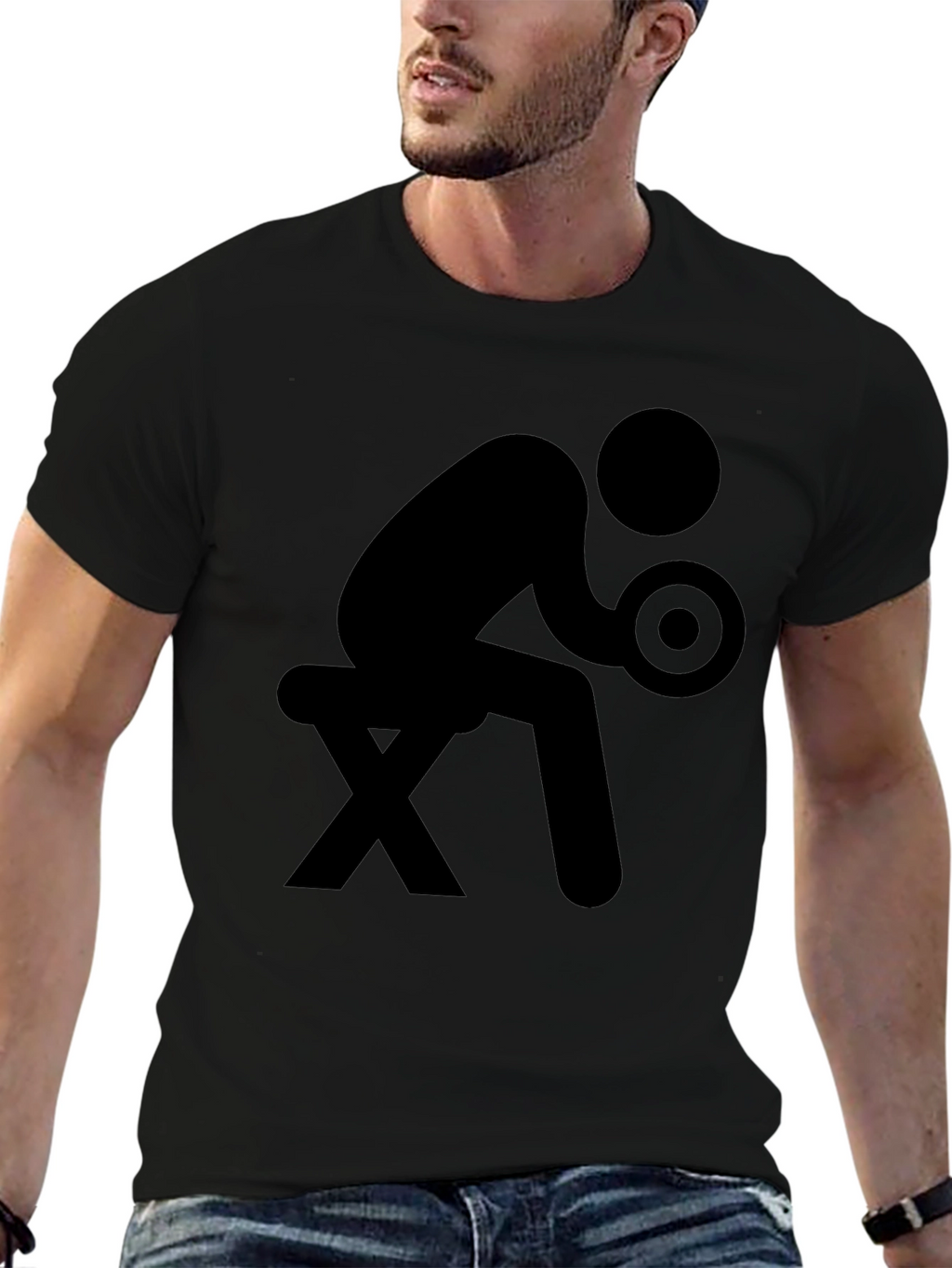Funny Gym Stick Figure Black T-Shirt