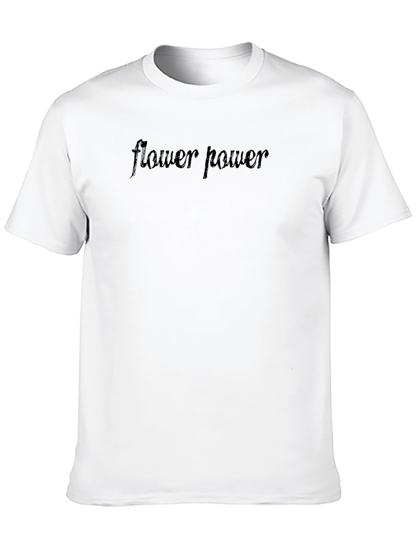 Flower Power Graphic Tee - Black Crew Neck