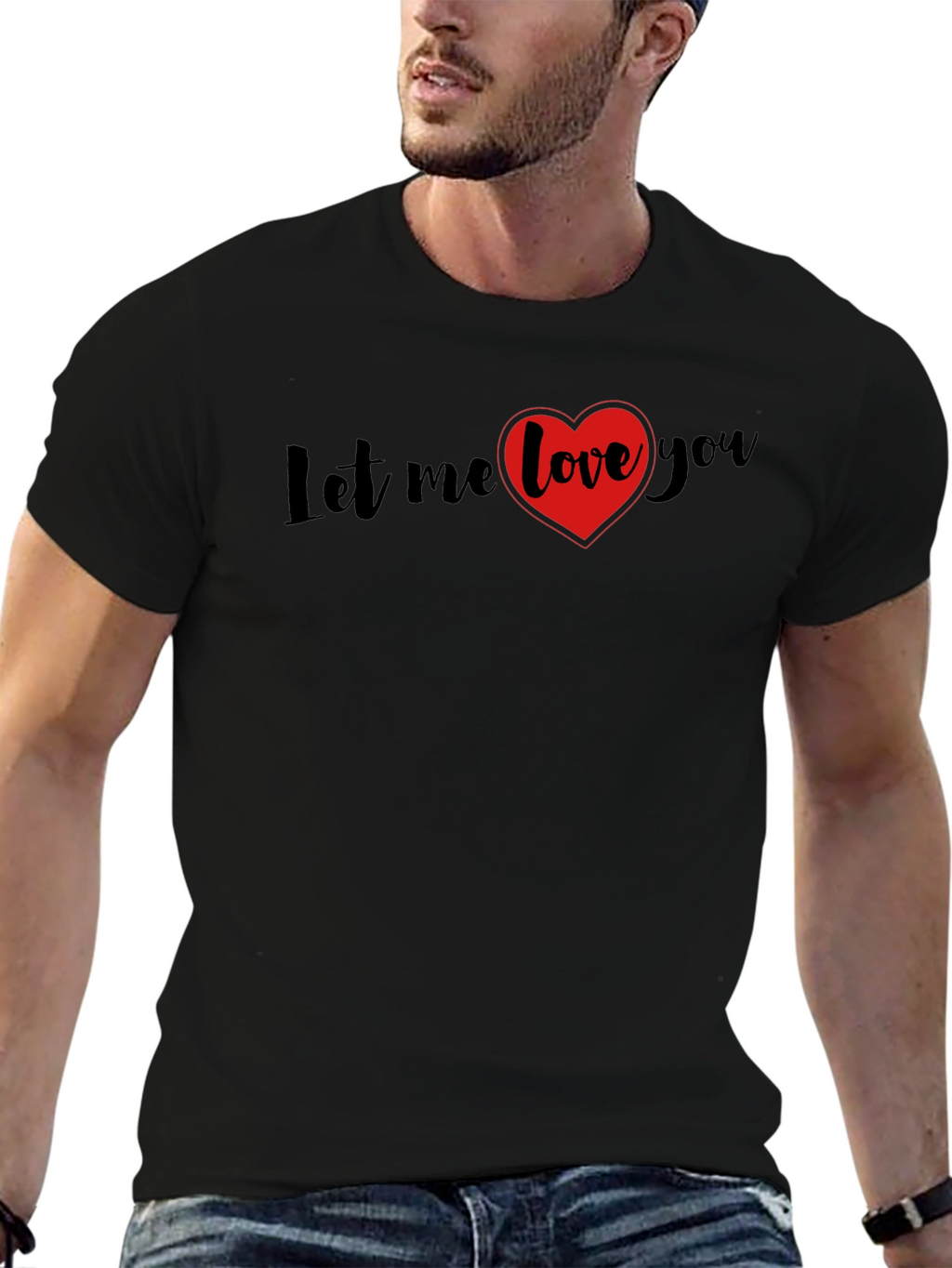 Let Me Love You Black Graphic Tee