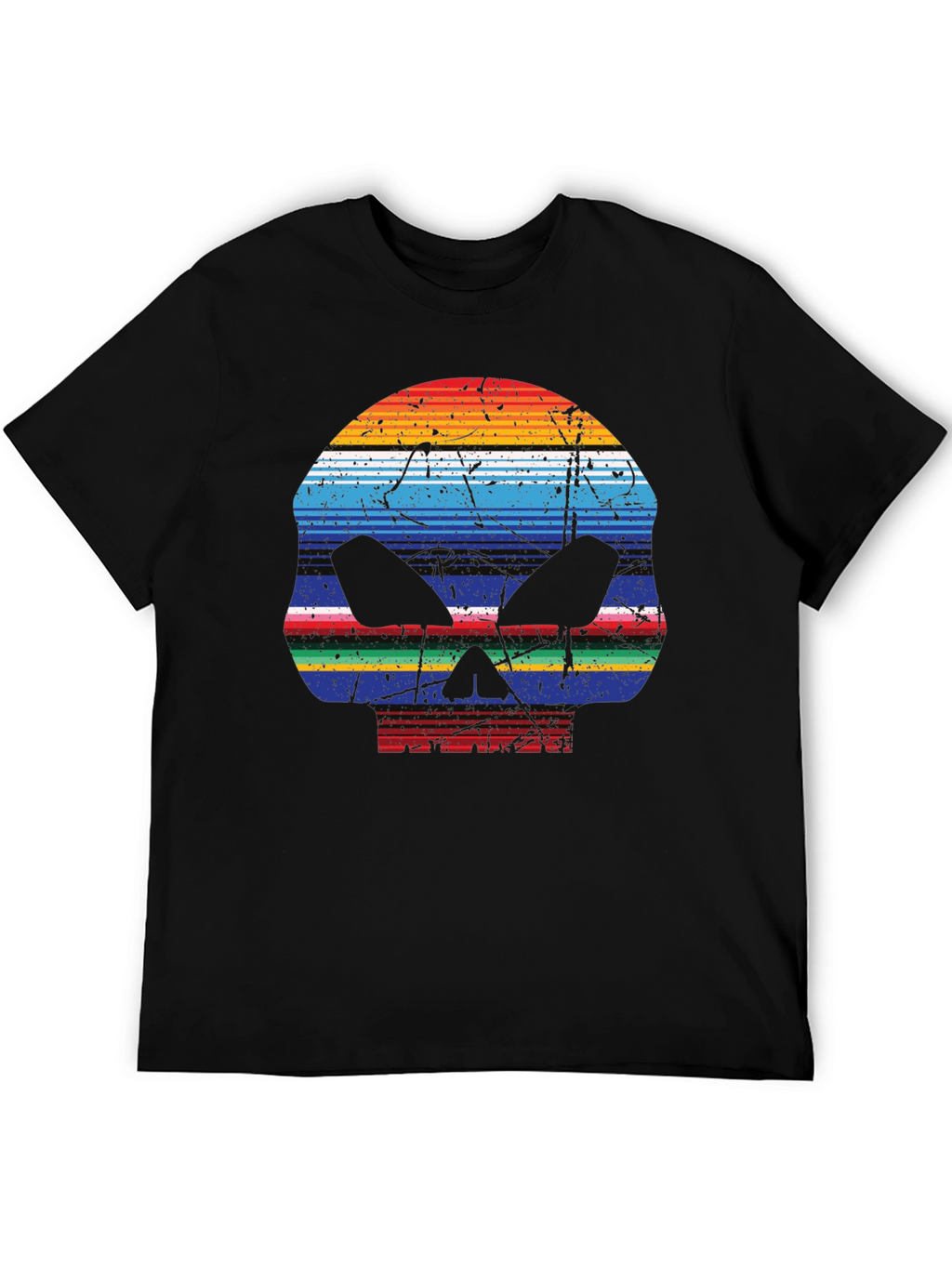 Striped Skull Graphic T-Shirt - Mens Casual Tee