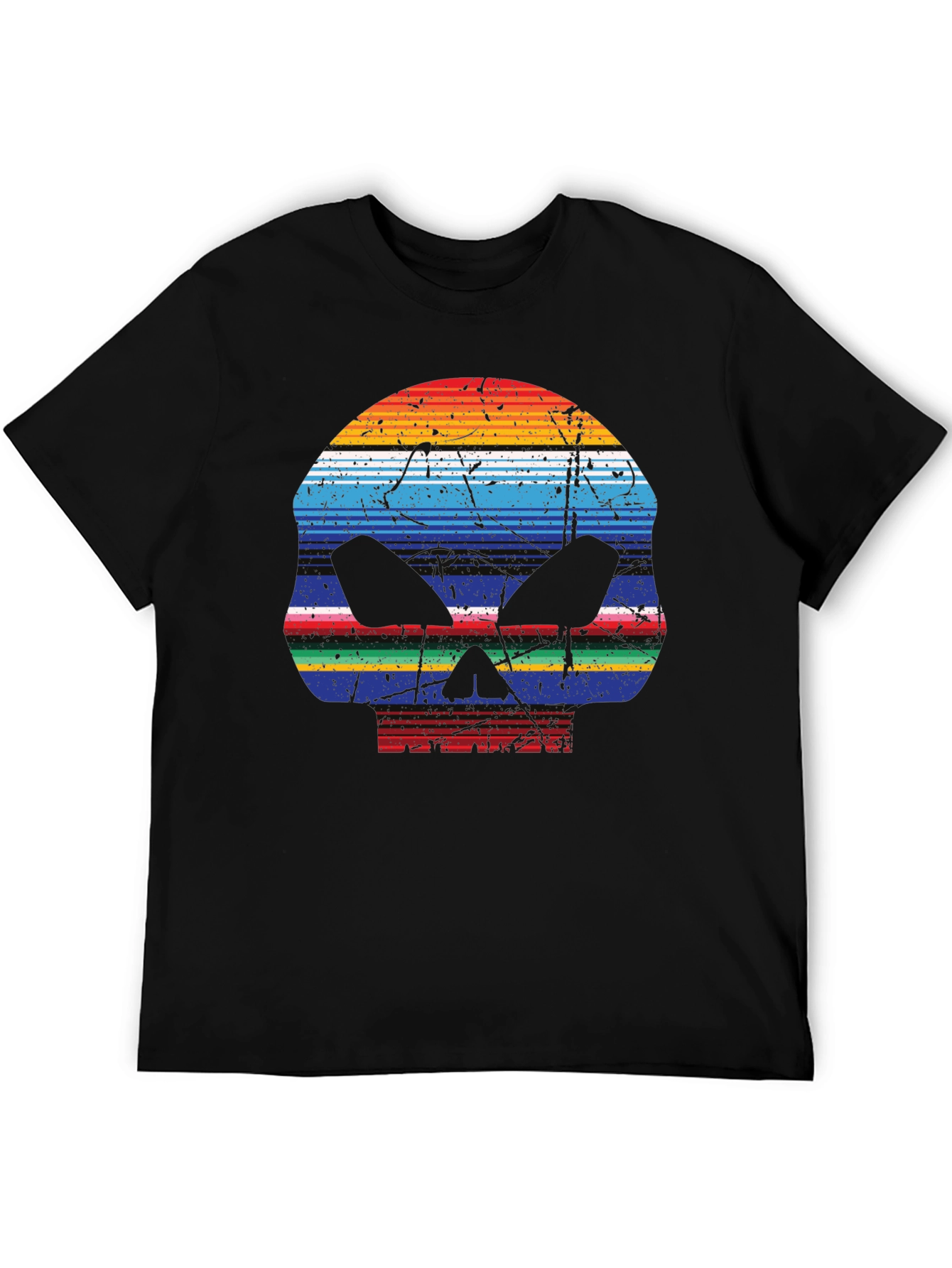Striped Skull Graphic T-Shirt - Mens Casual Tee