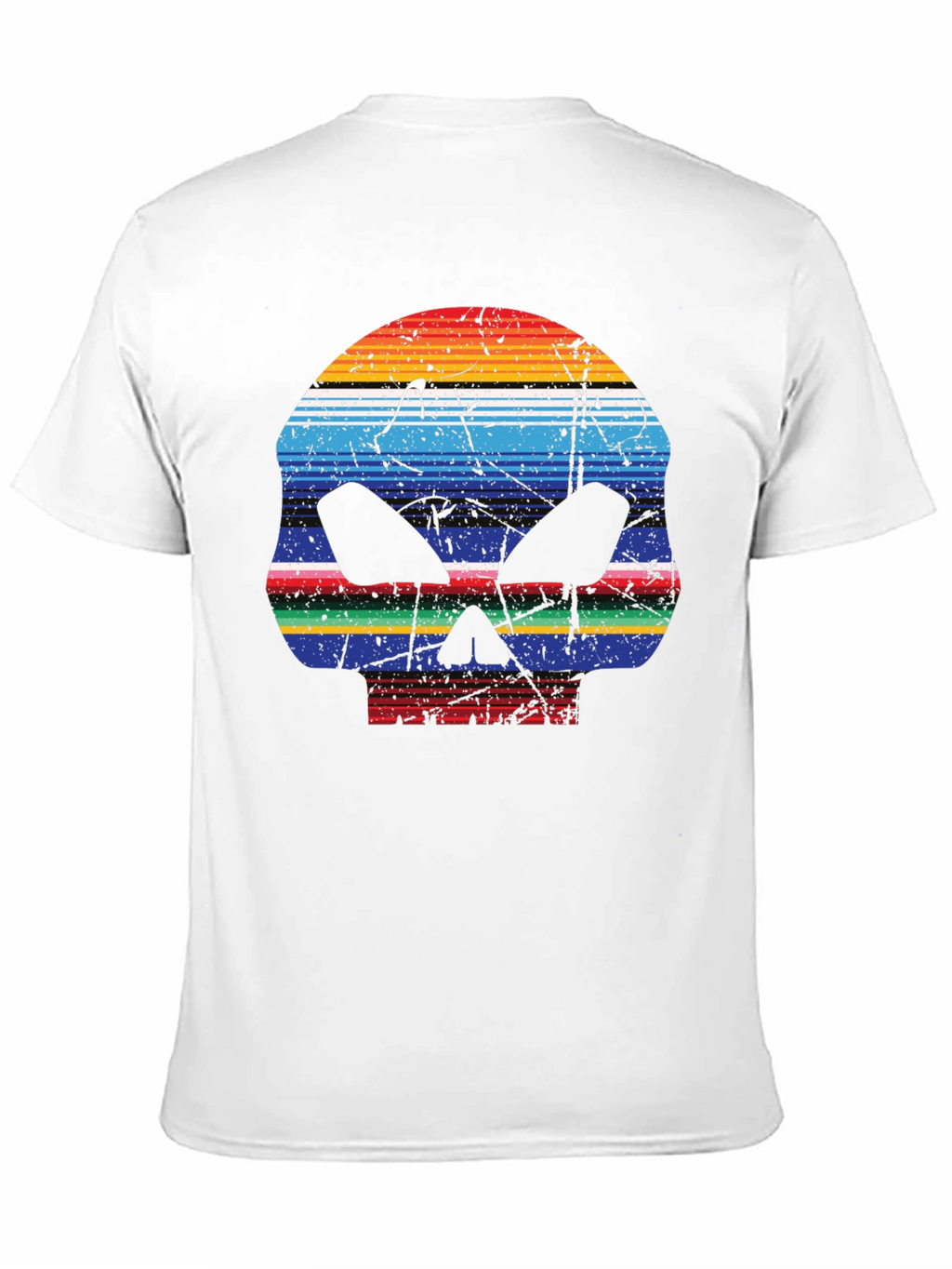 Striped Skull Graphic T-Shirt - Mens Casual Tee