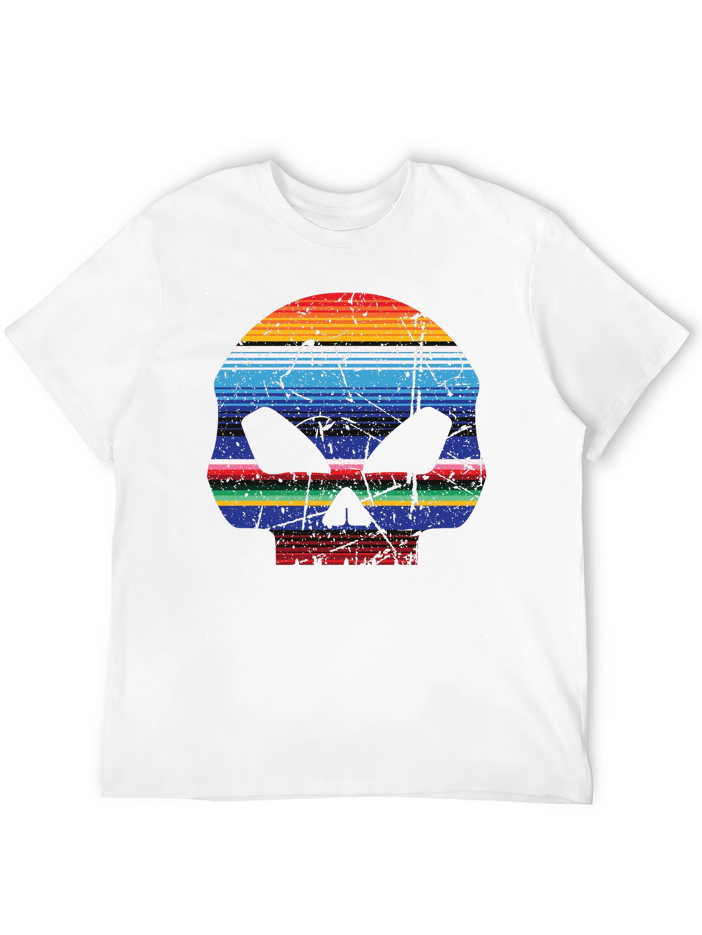 Striped Skull Graphic T-Shirt - Mens Casual Tee